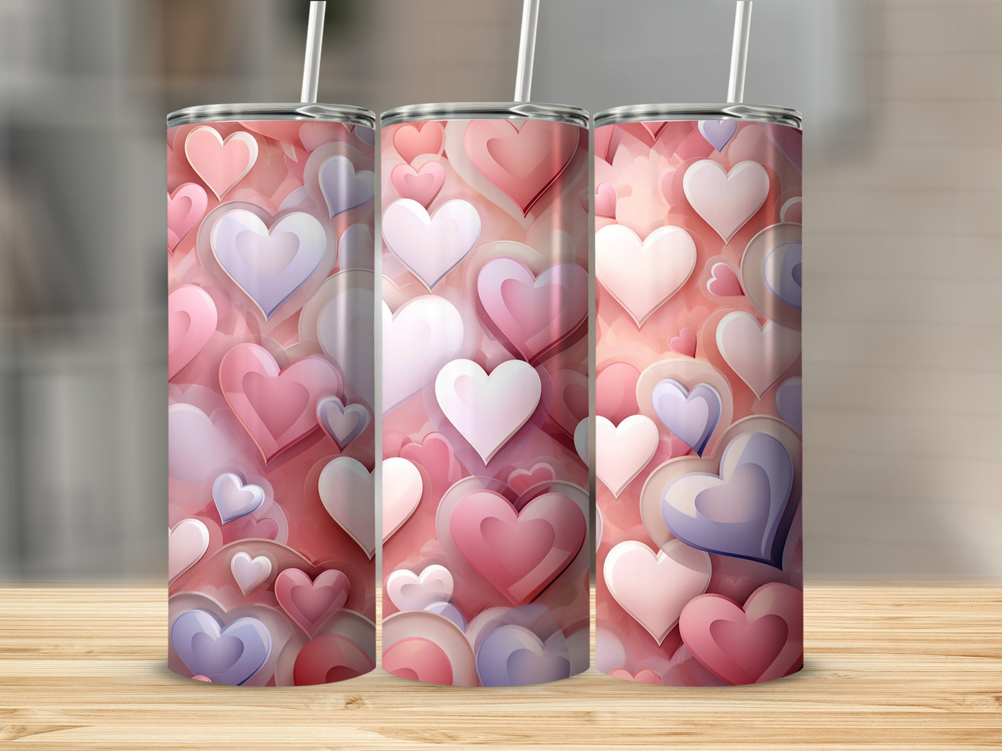 Romantic Hearts Patterned Insulated Drinkware Product