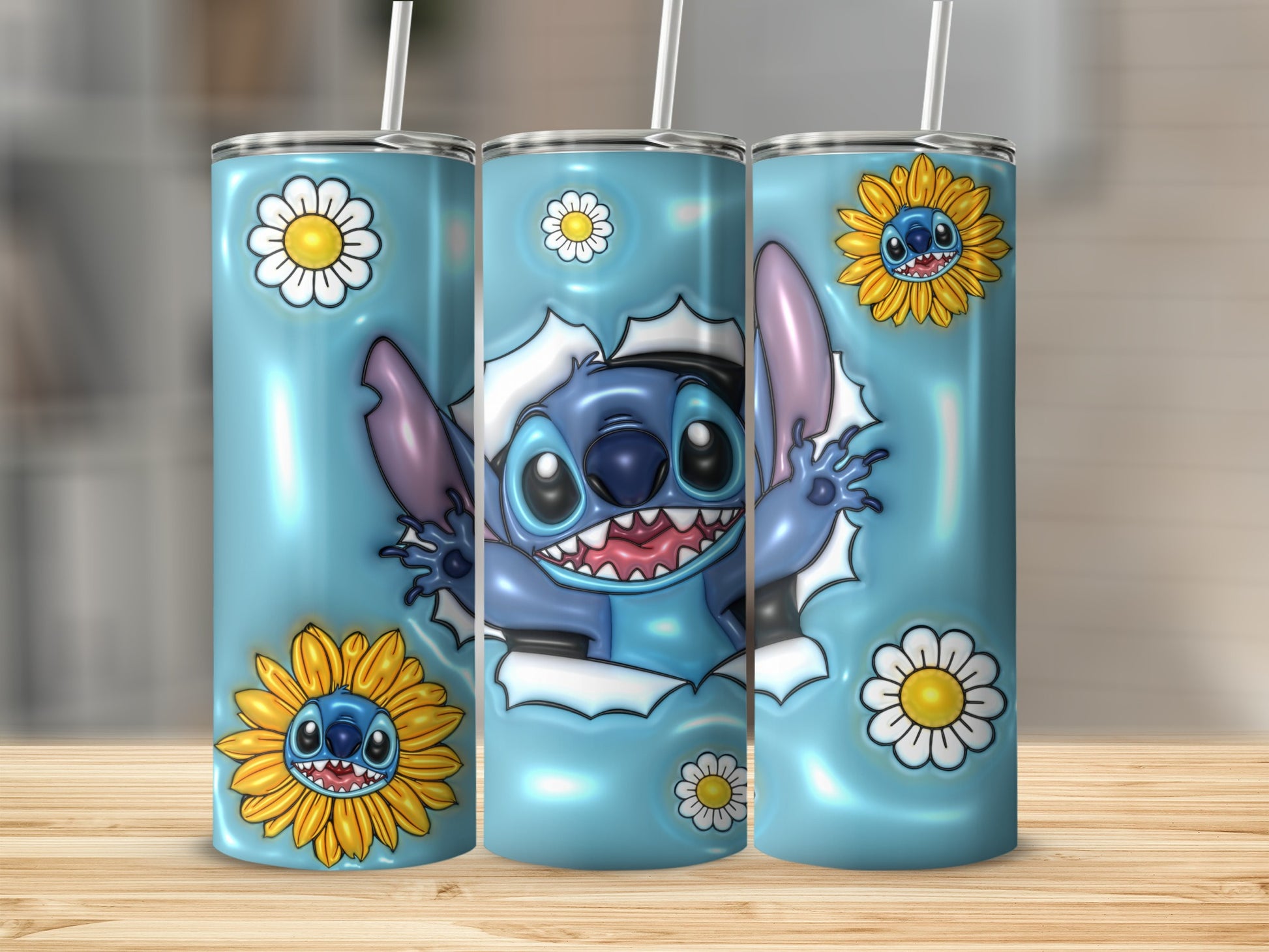 Cute Stitch and Sunflowers Tumbler for All Ages