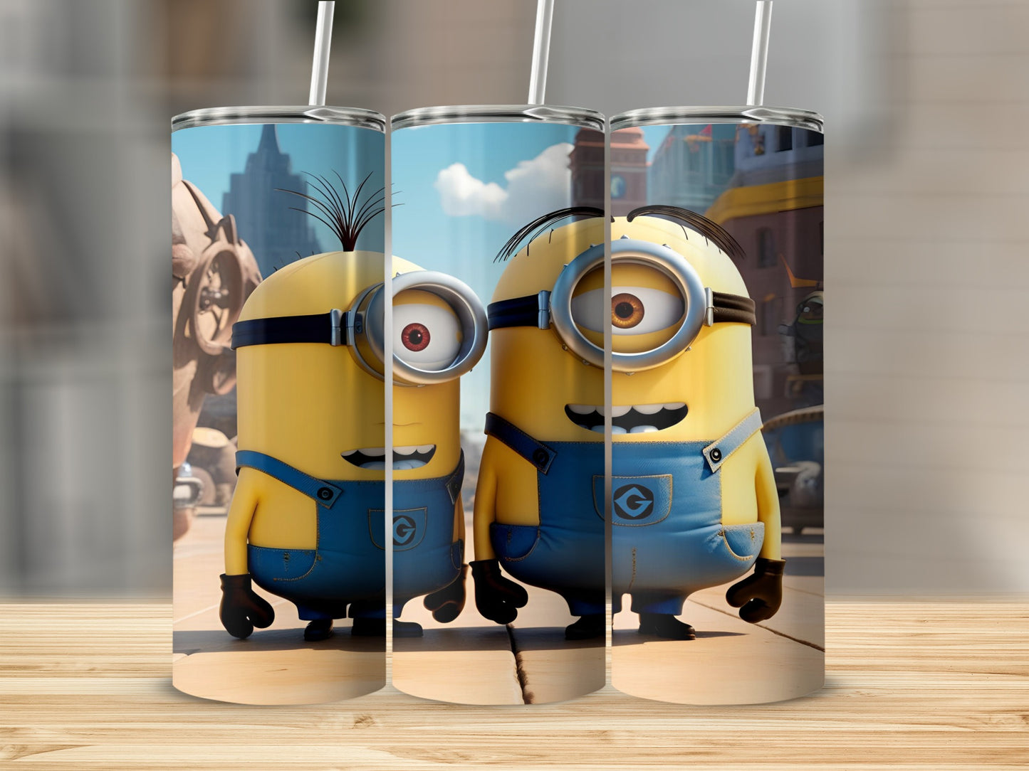 Two Minions from Despicable Me on a tumbler.