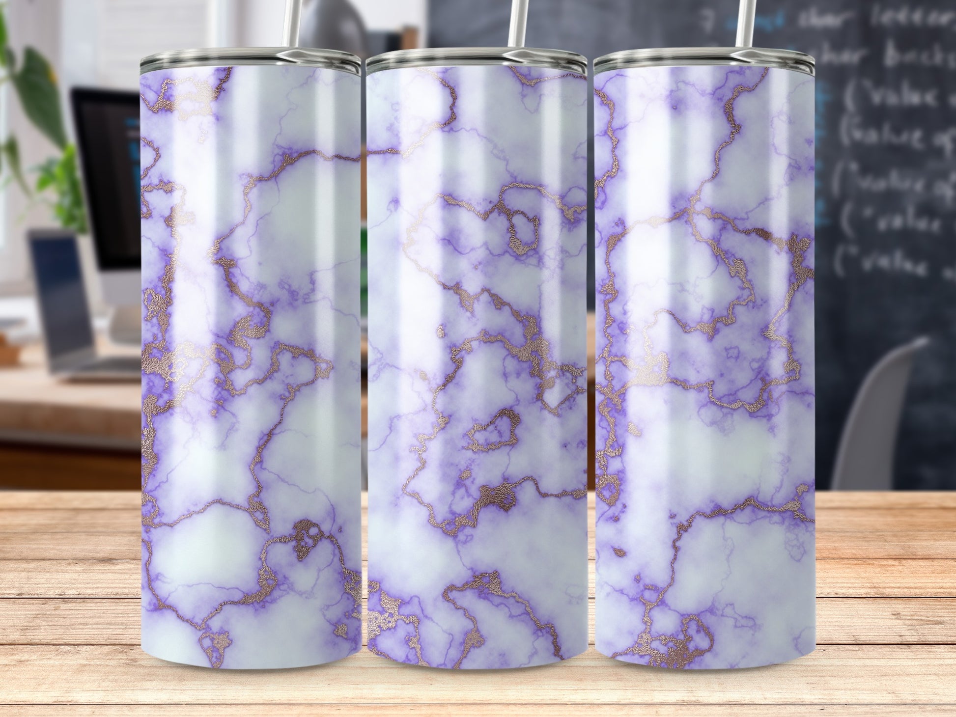 Elegant Purple White Gold Marble Pattern Tumbler product type
