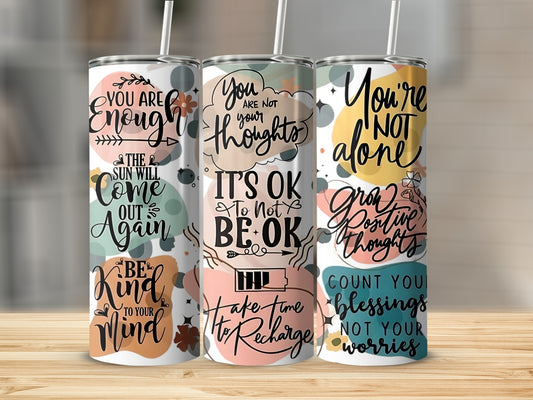 Motivational Quotes Insulated Tumbler with Straw Cup