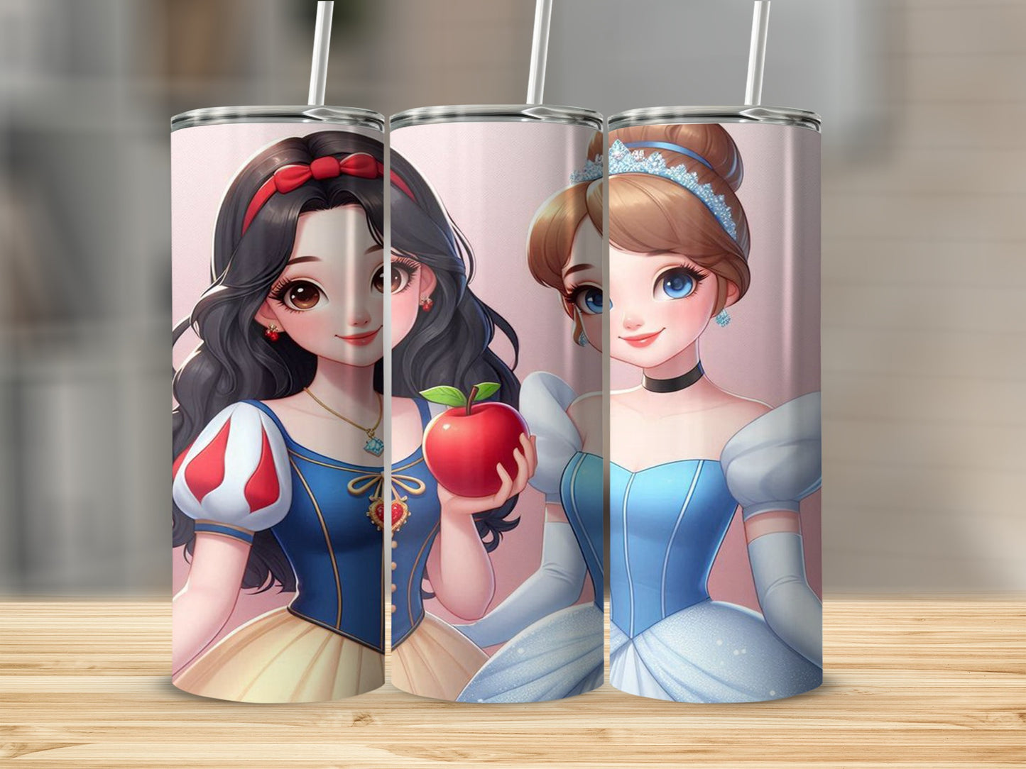 Enchanting Snow White and Cinderella Tumbler Set