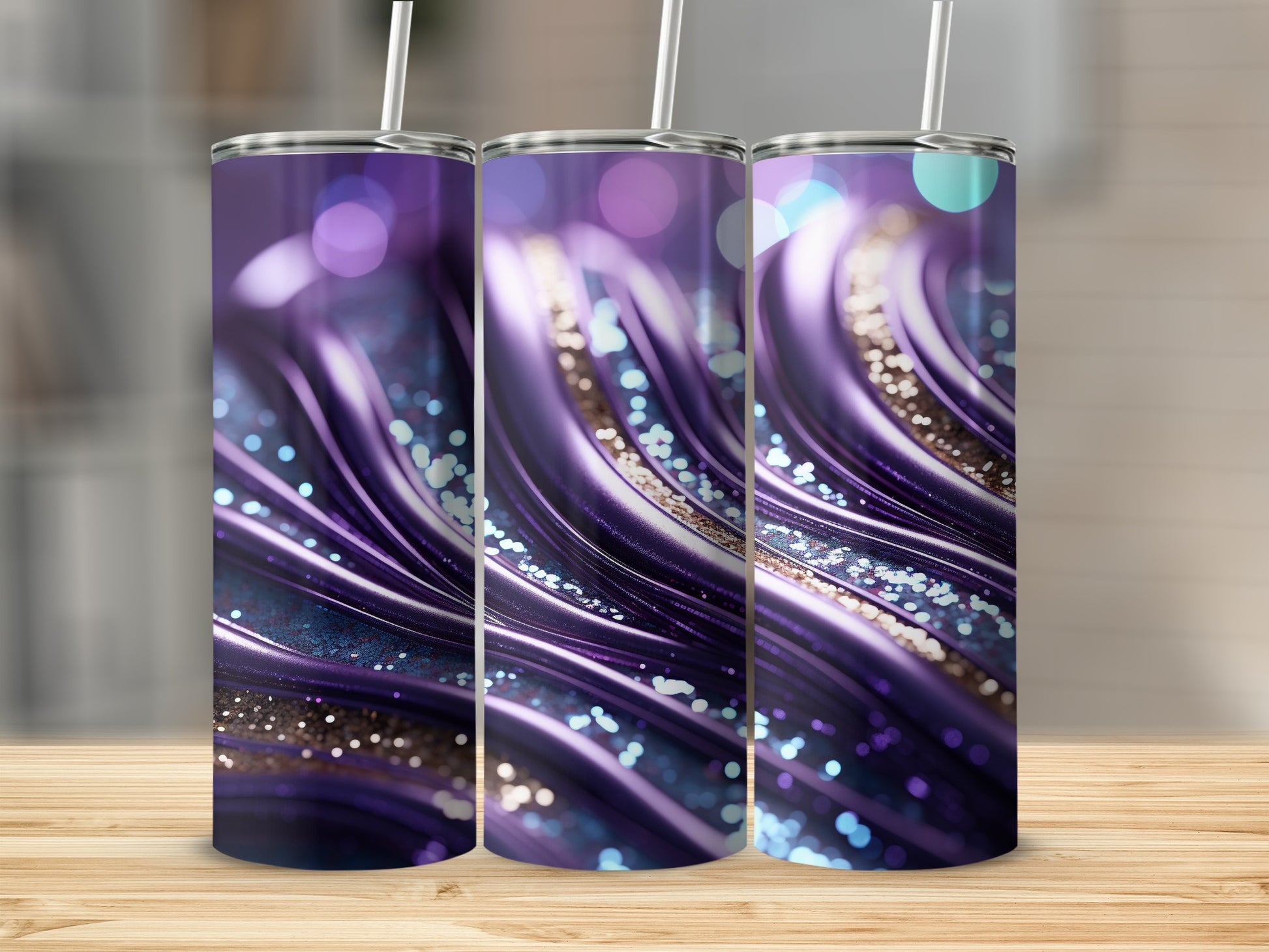 Purple Glitter Abstract Swirl Bokeh Design Tumbler product type