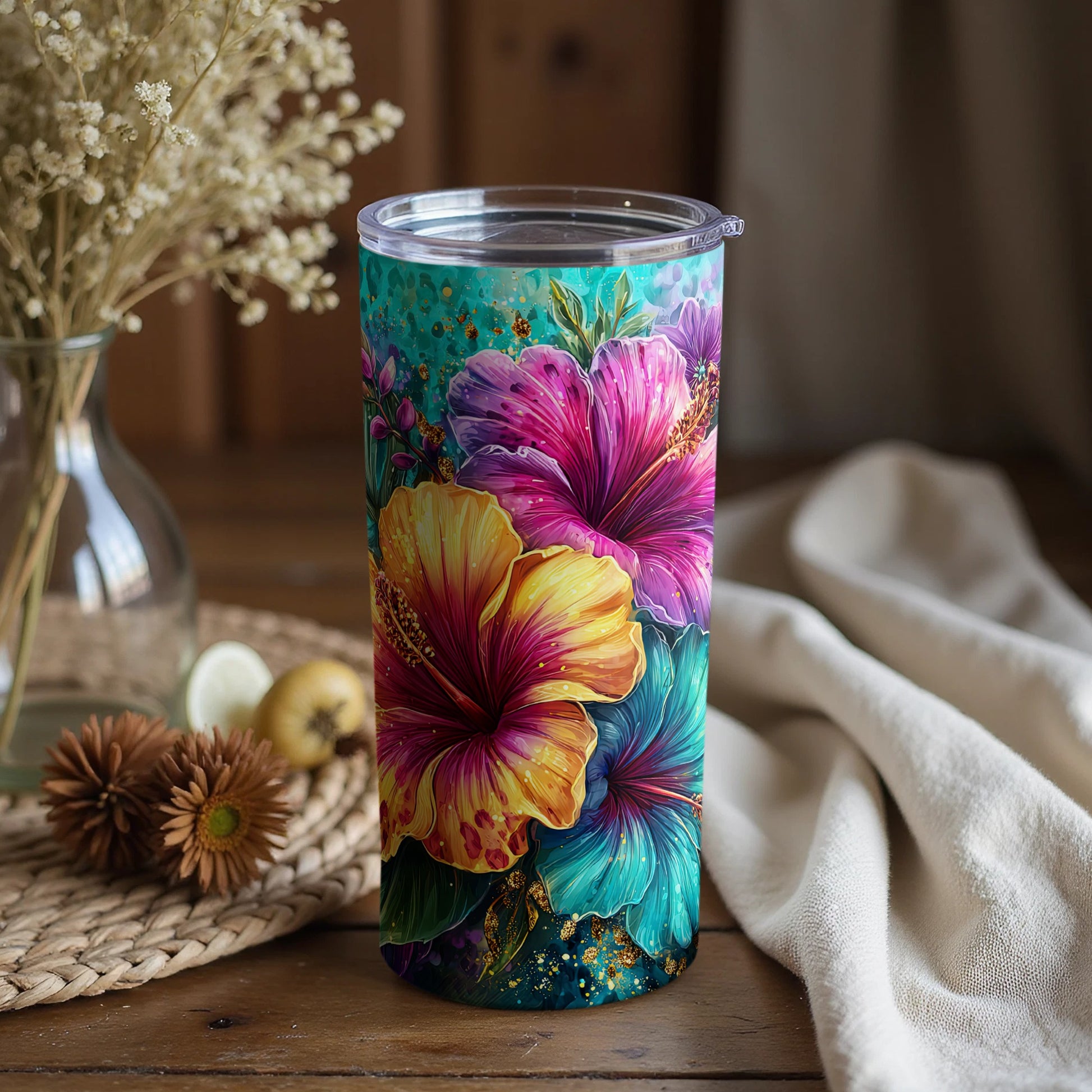 Vibrant Tropical Floral Design Insulated Tumbler