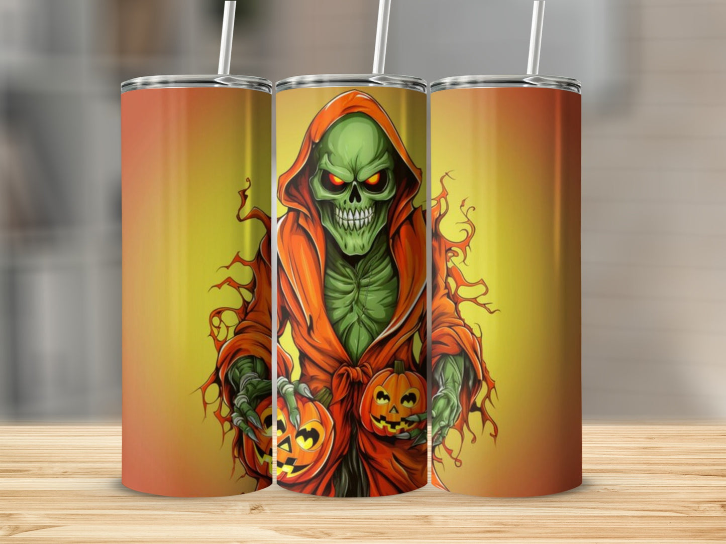 Spooky Skeleton Hoodie with Pumpkins Tumbler product