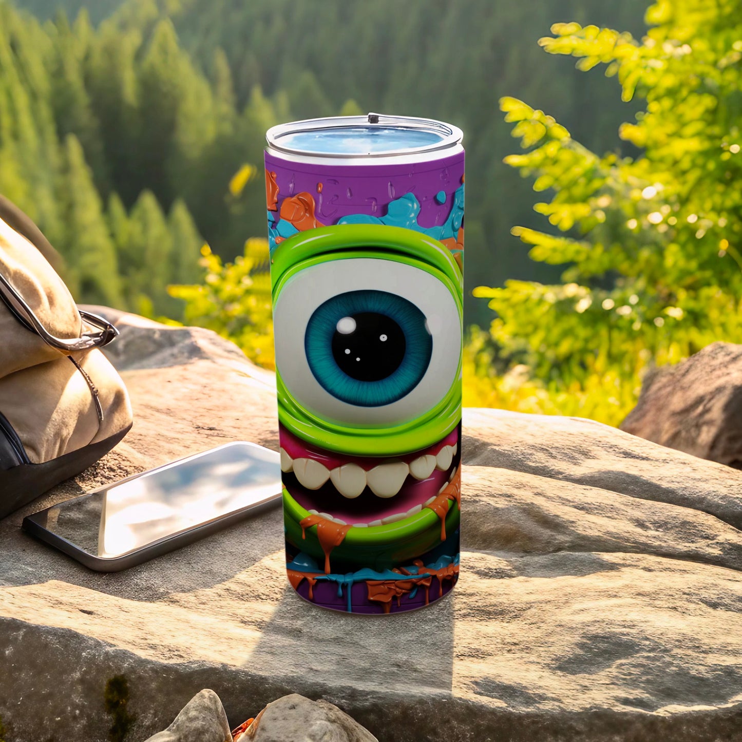 Vibrant Monster Eye Design Colorful Tumbler Cup
