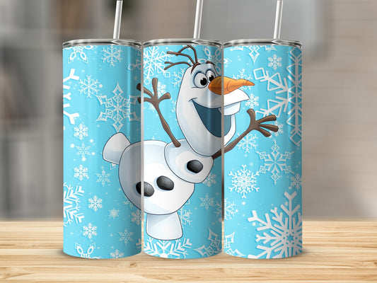 Olaf Snowflakes Themed Tumbler with Straw 20oz