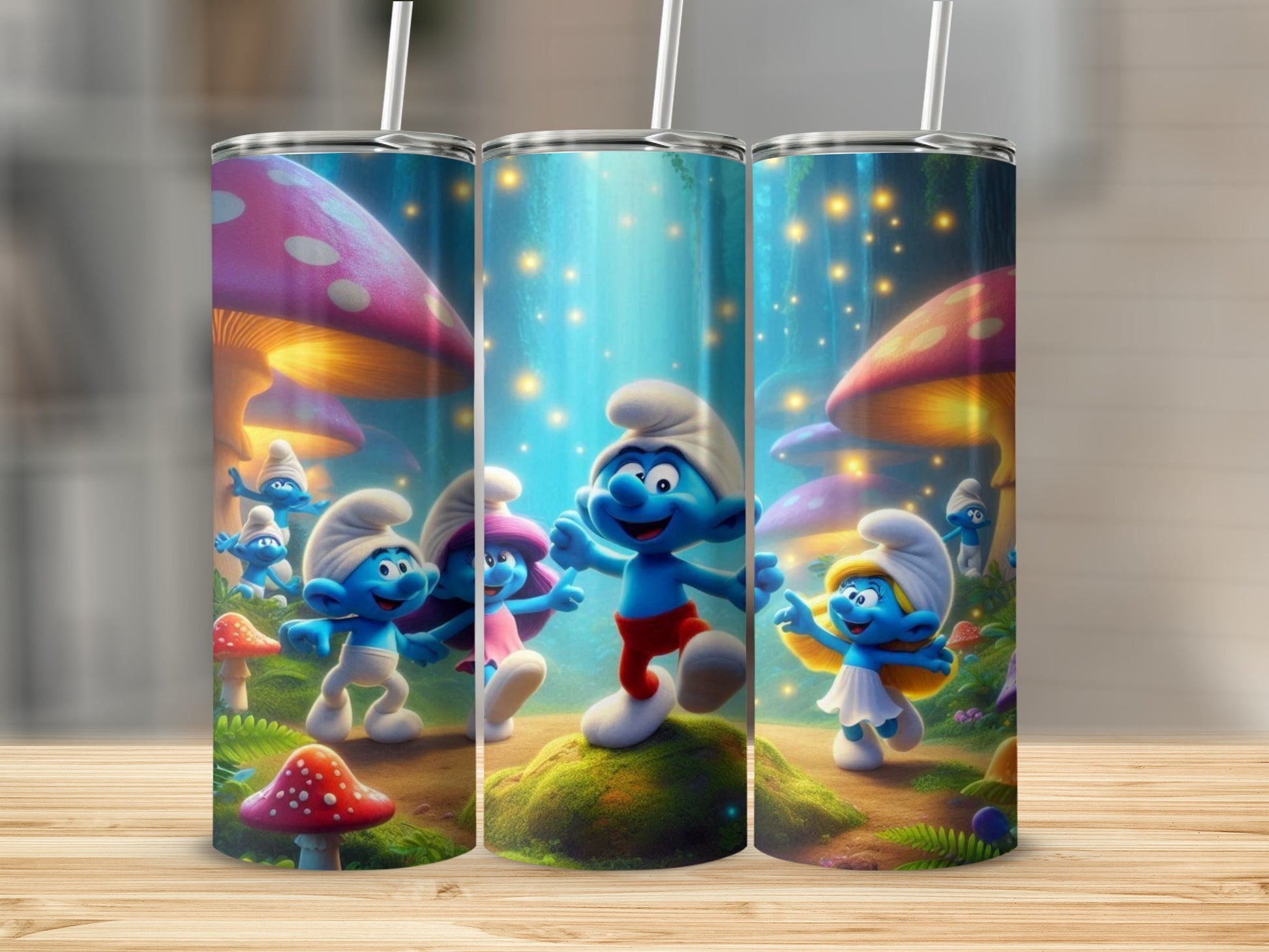 Colorful Smurfs Themed Stainless Steel Tumbler