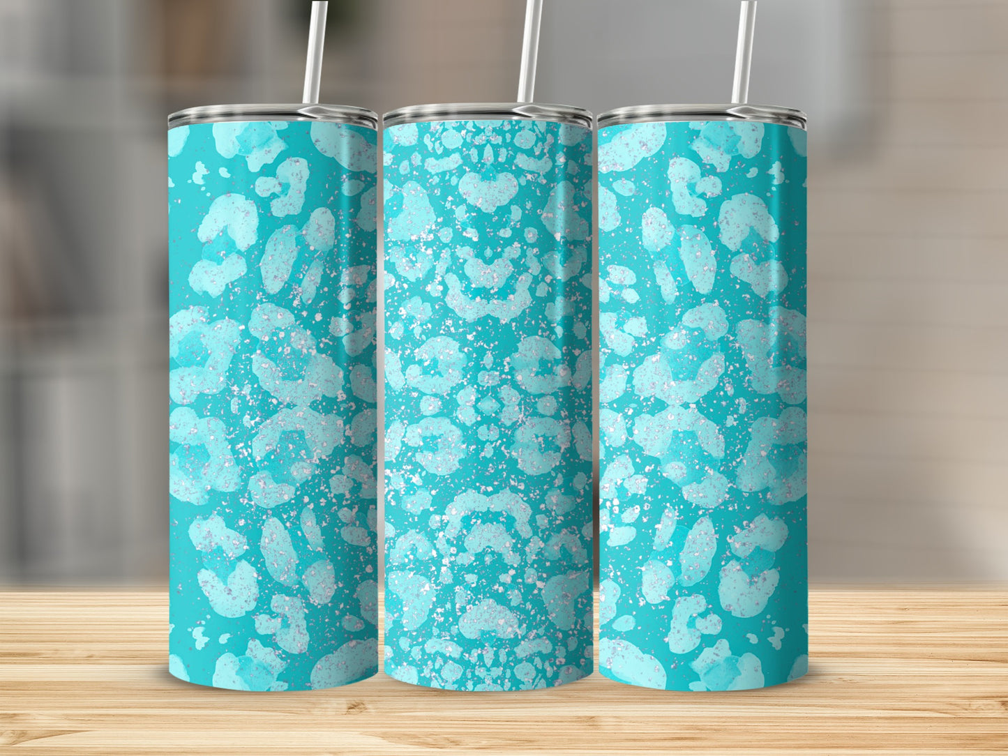 Blue and White Abstract Splatter Design Tumbler