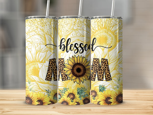Blessed Mom Sunflower Pattern Tumbler Cup Product