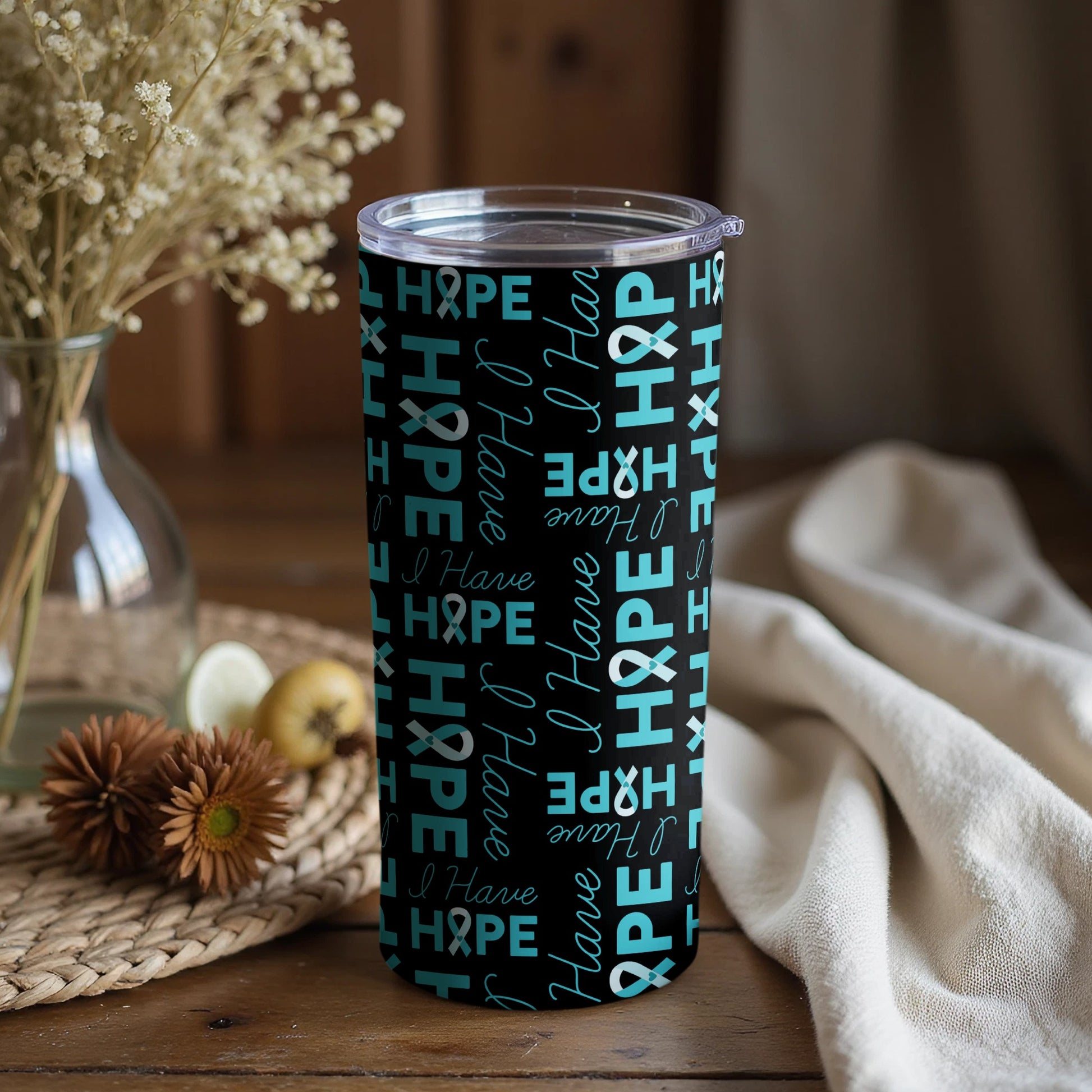 I Have Hope Ribbon Pattern Design Tumbler