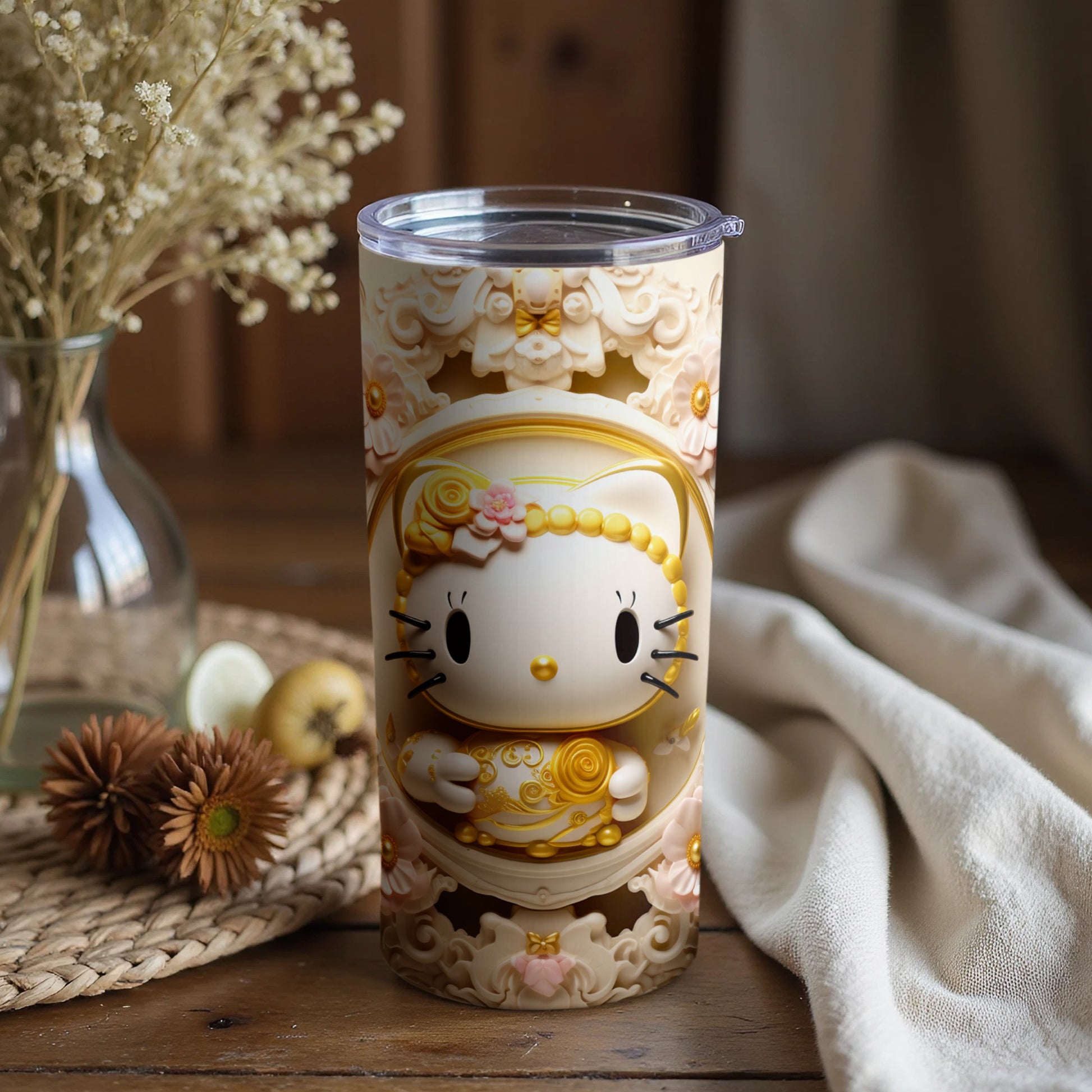 Cute Decorative Tumbler Featuring Hello Kitty Design