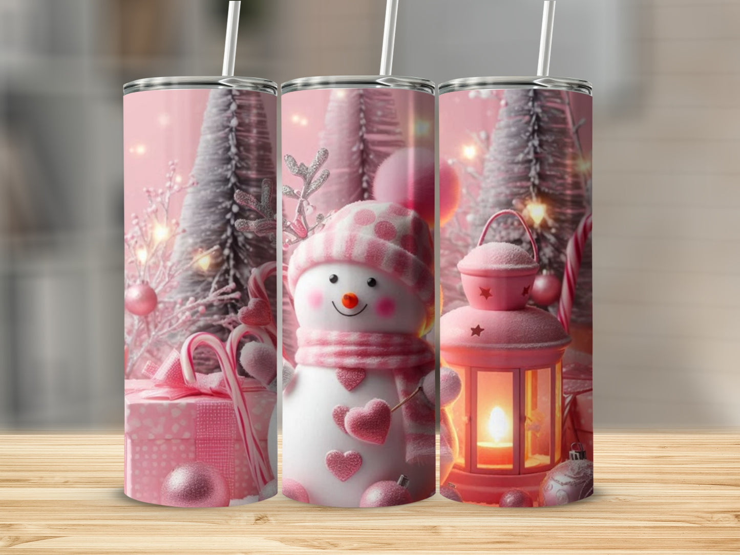 Festive Snowman and Lantern Design Tumbler Product