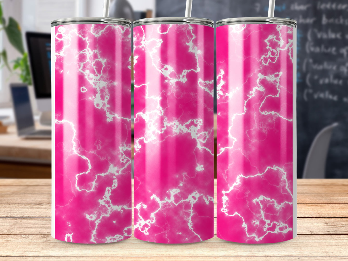 Bright pink lightning design vibrant tumbler product type