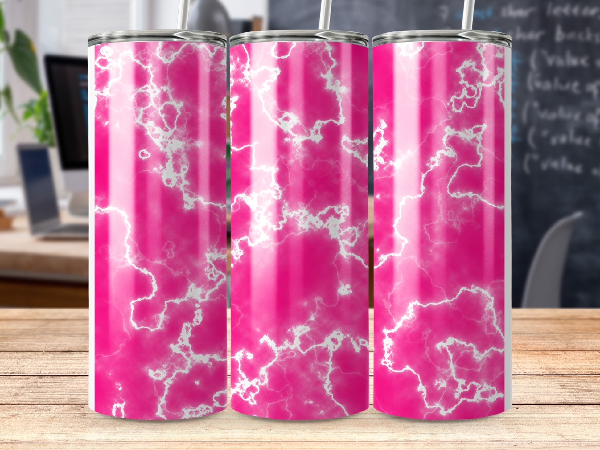 Bright pink lightning design vibrant tumbler product type