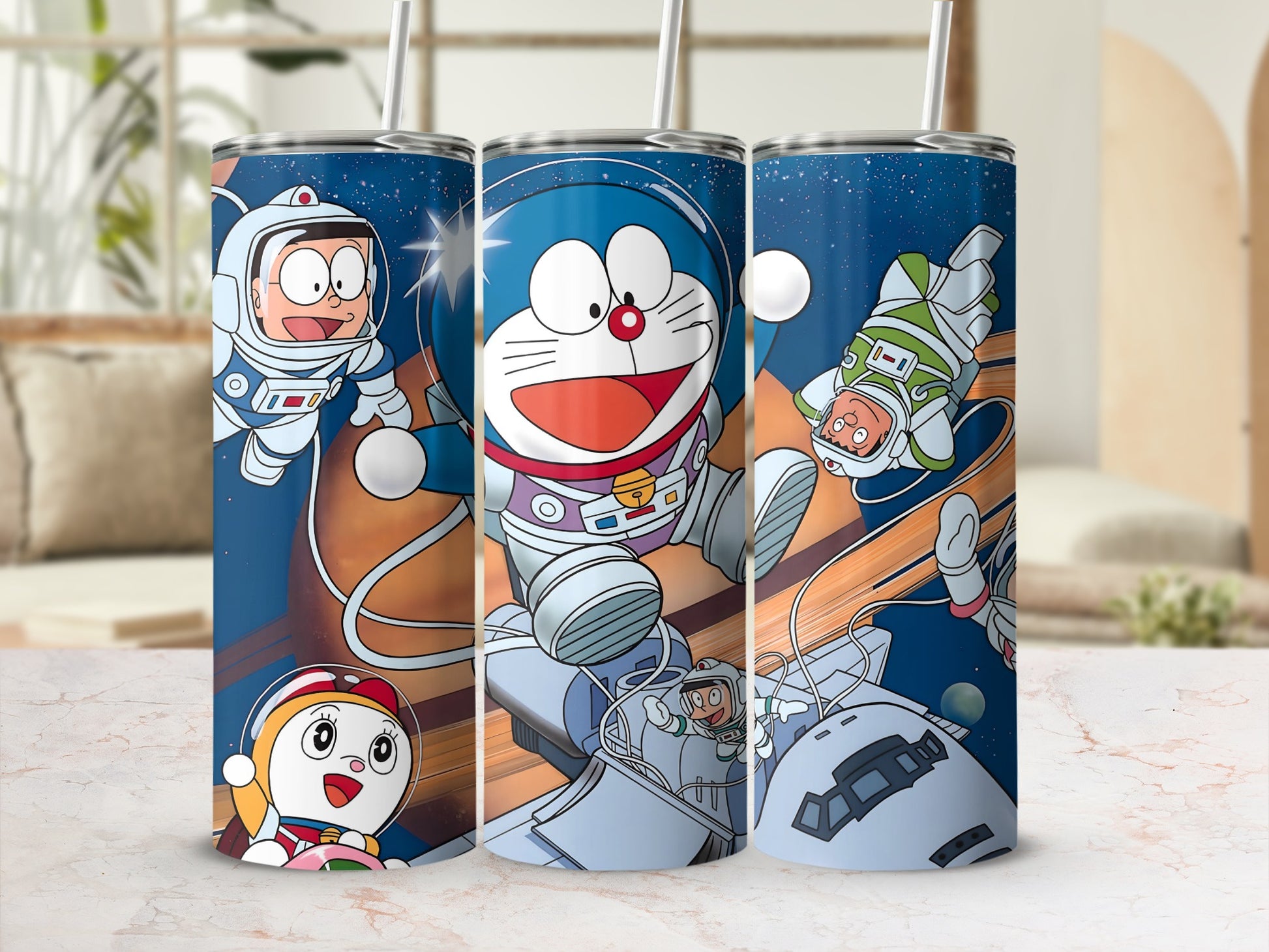 Cute Cartoon Space Adventure Stainless Steel Tumbler