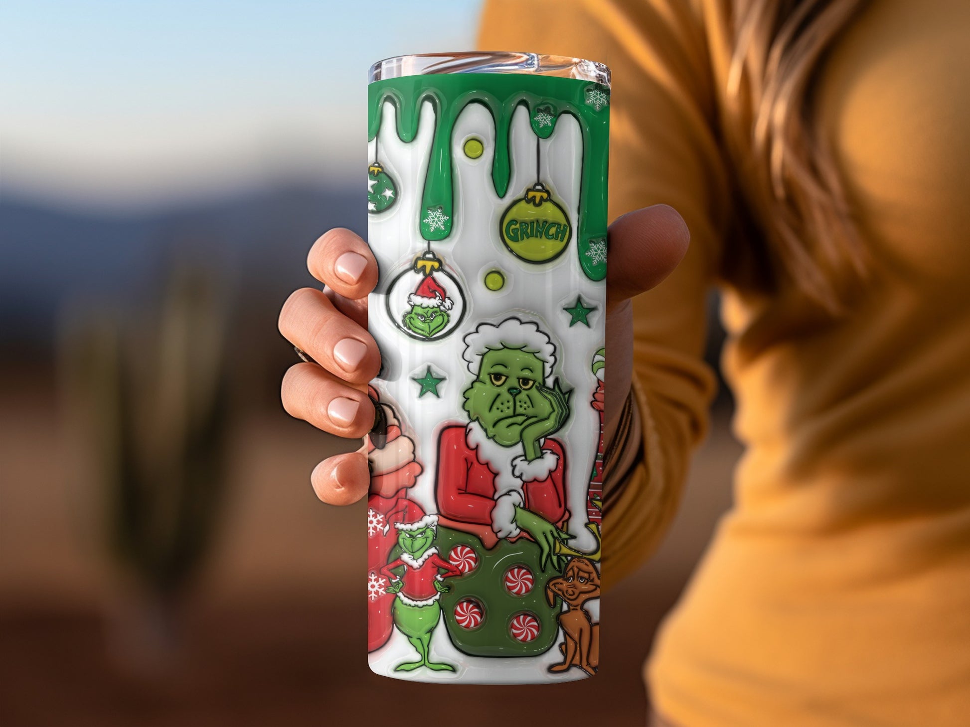 Grinch Christmas Themed Insulated Travel Tumbler Cup
