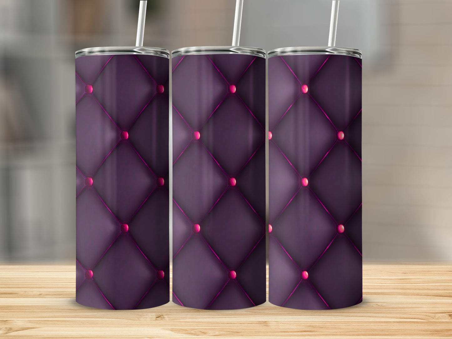 Purple Pattern with Pink Dots Design Textured Tumblers