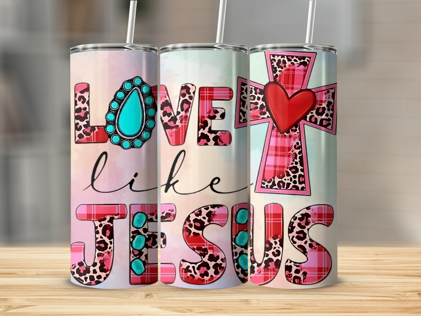 Love Like Jesus Colorful Tumbler Christian Gift