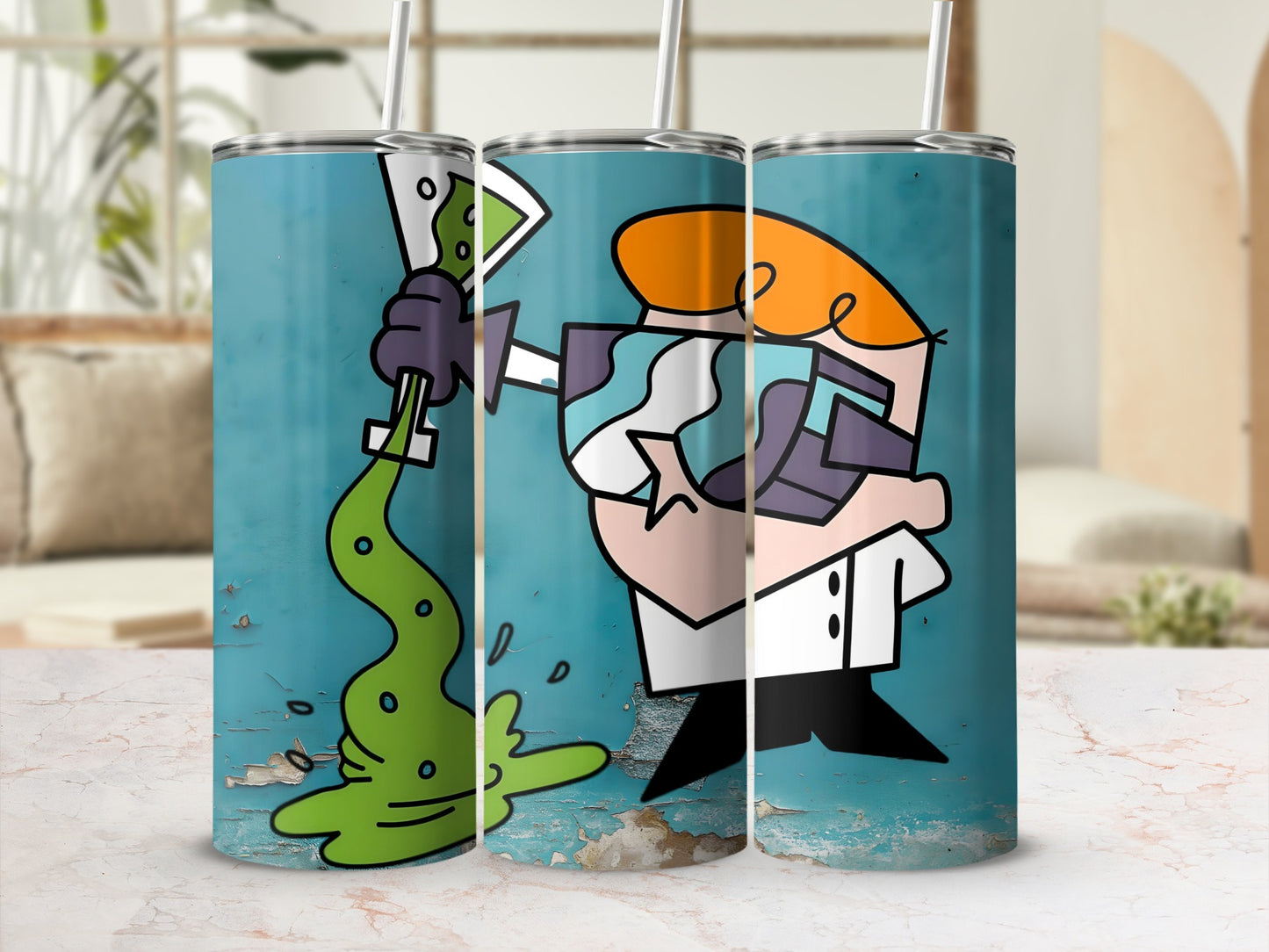 Fun Scientist Cartoon Design Tumbler with Straw