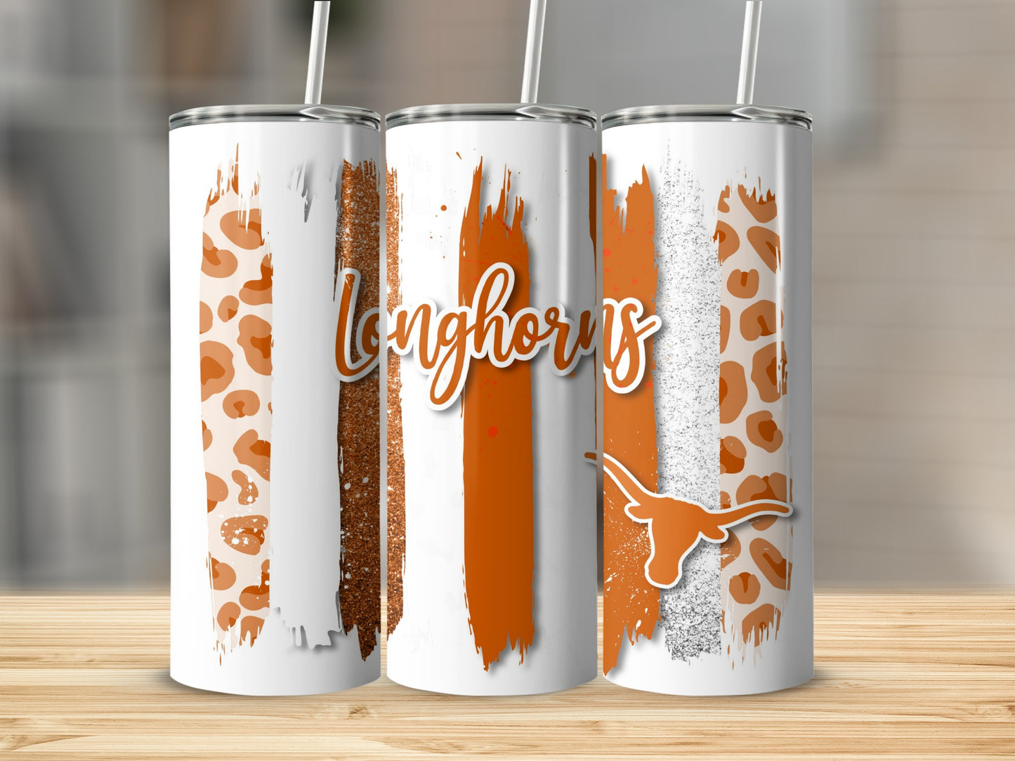 Longhorns Lettering Texas Orange Patterned Stripes Tumblers