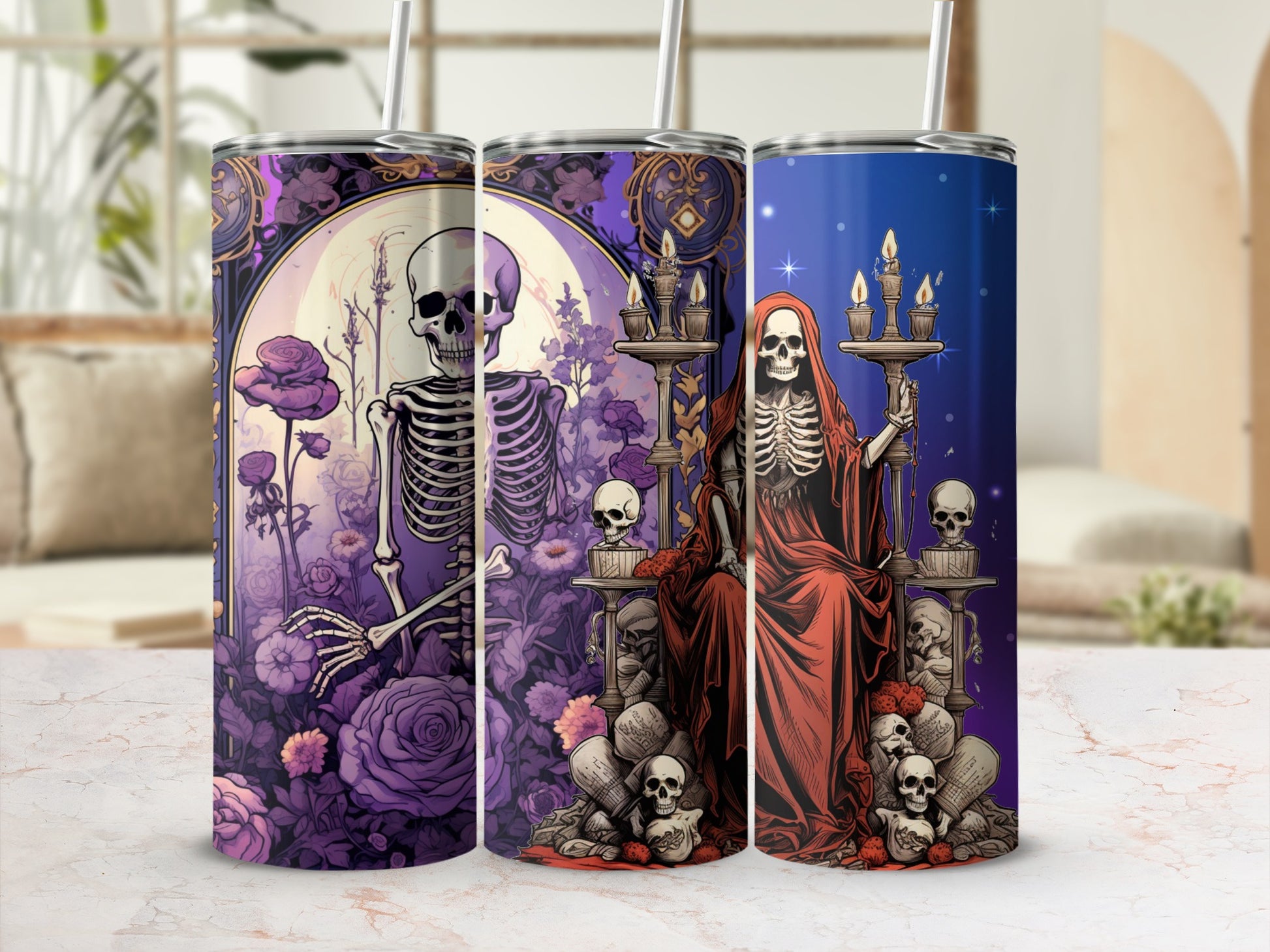 Unique Skeleton and Skull Design Tumbler Collection