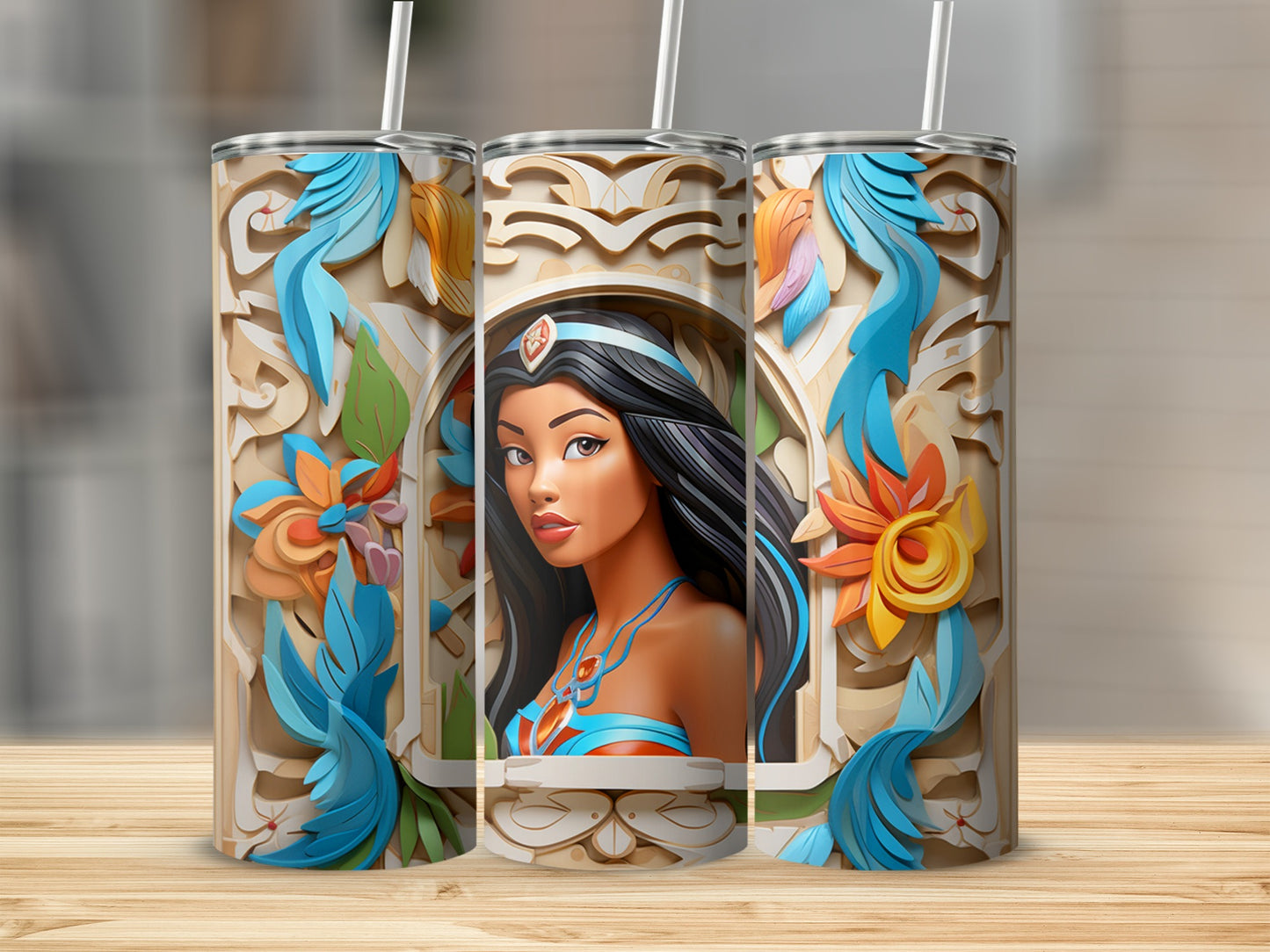 Intricately Designed Tumbler With Colorful Floral Details