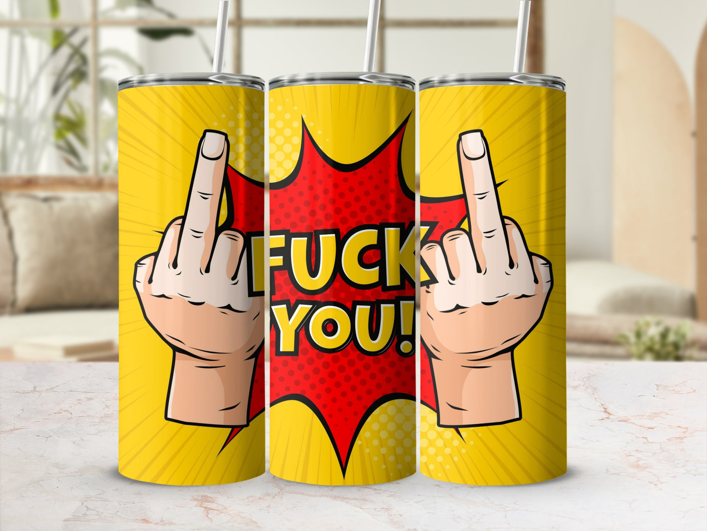 Bold Graphic Design Middle Finger Tumbler