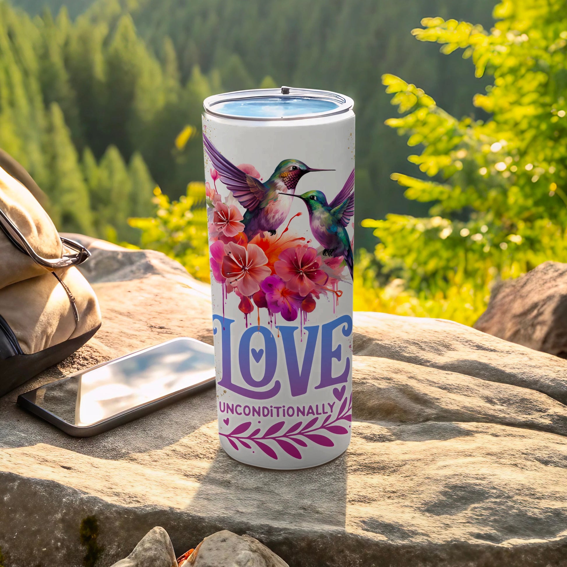 Love Unconditionally Hummingbird Travel Mug