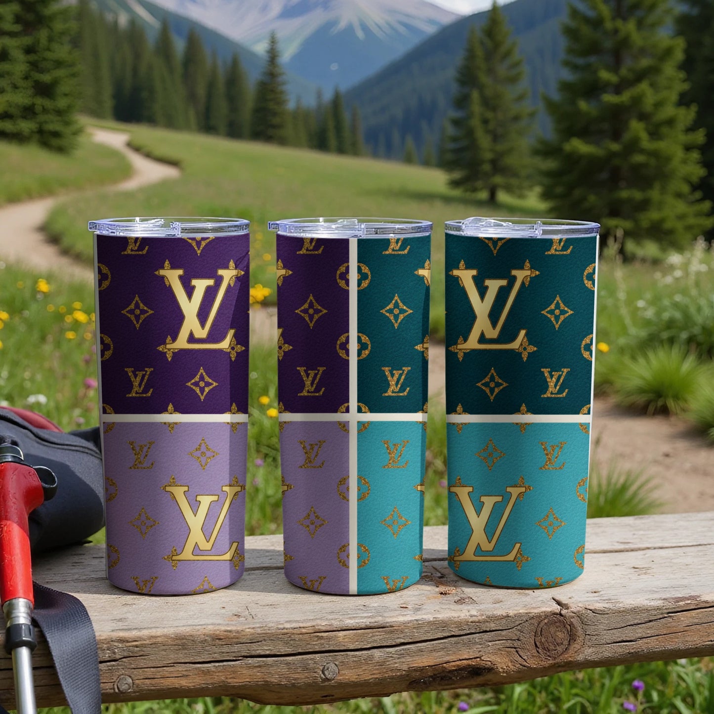 Stylish Tumblers with Iconic LV Design Perfect for Outdoors