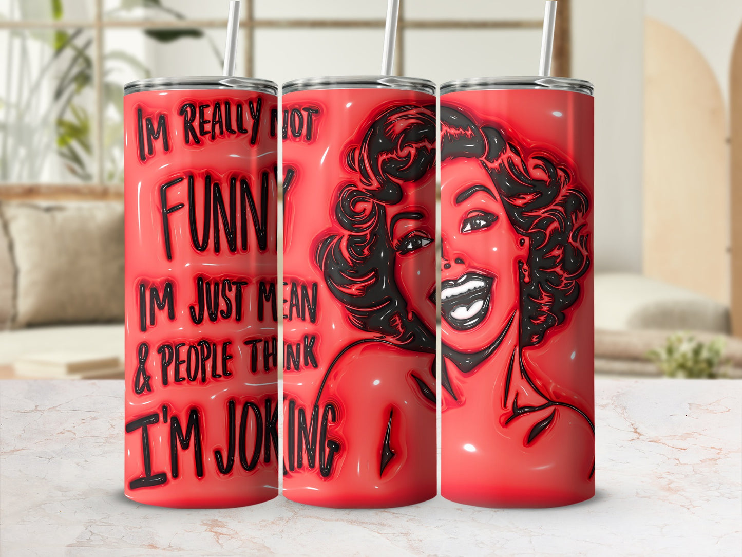 Red Funny Quote Im Just Mean Devil Woman Tumbler product type