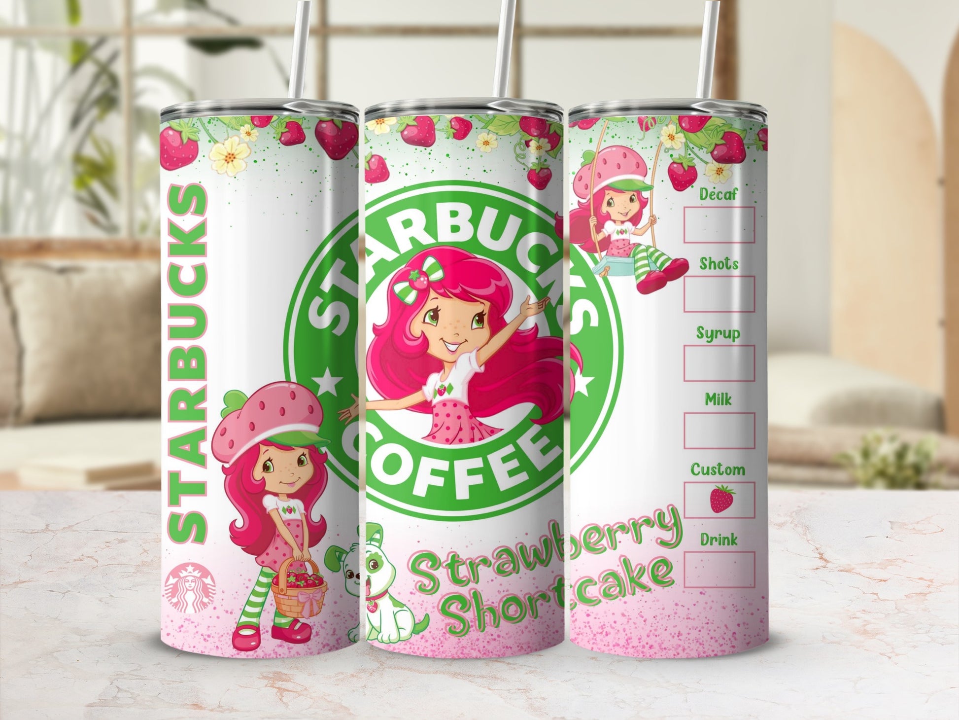 Starbucks Strawberry Shortcake Tumbler Cup with Straw