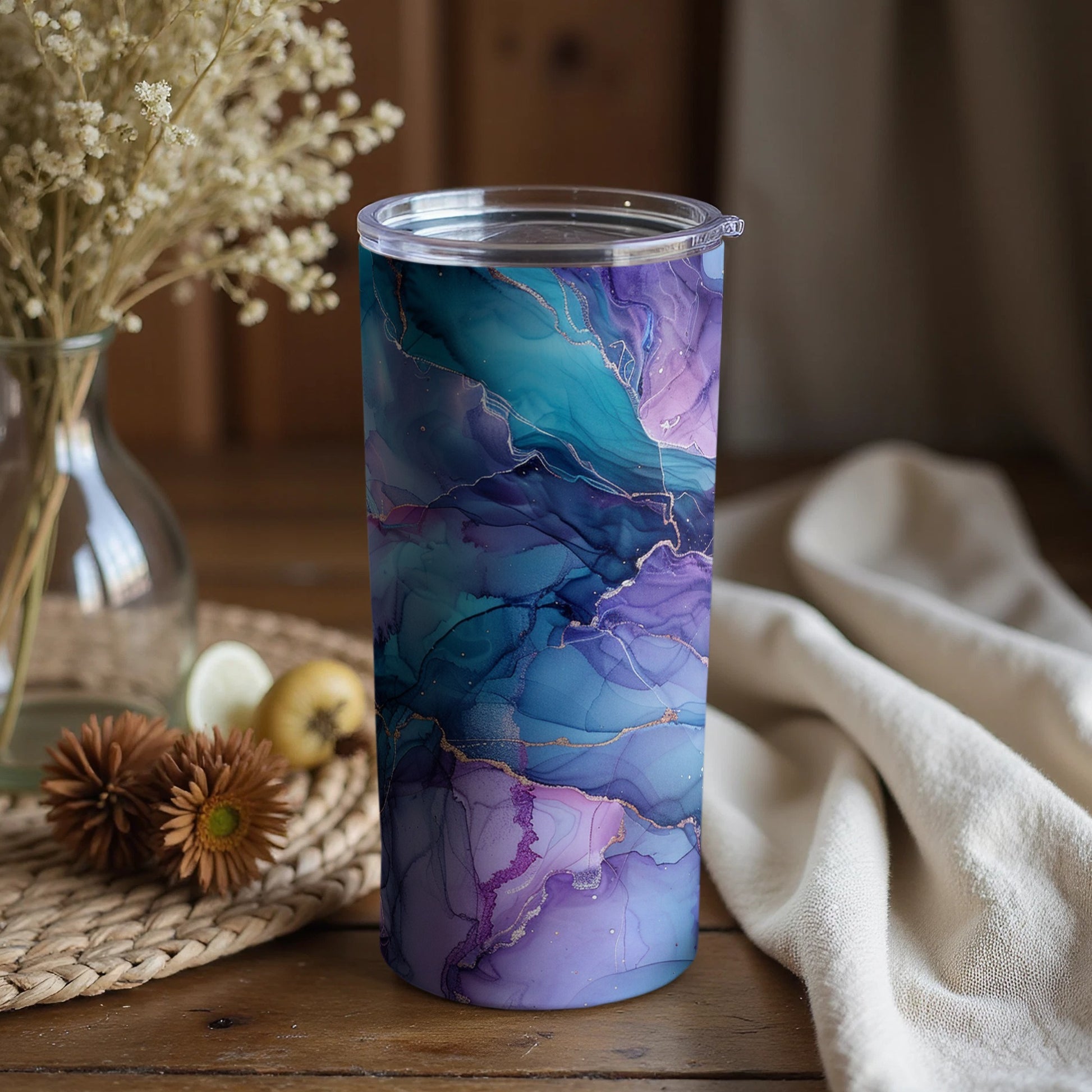 Stunning Multicolor Marble Effect Tumbler Design