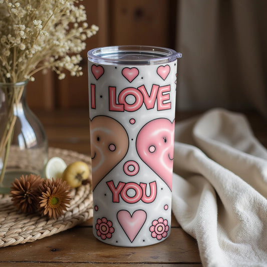I Love You Hearts and Flowers Tumbler Product