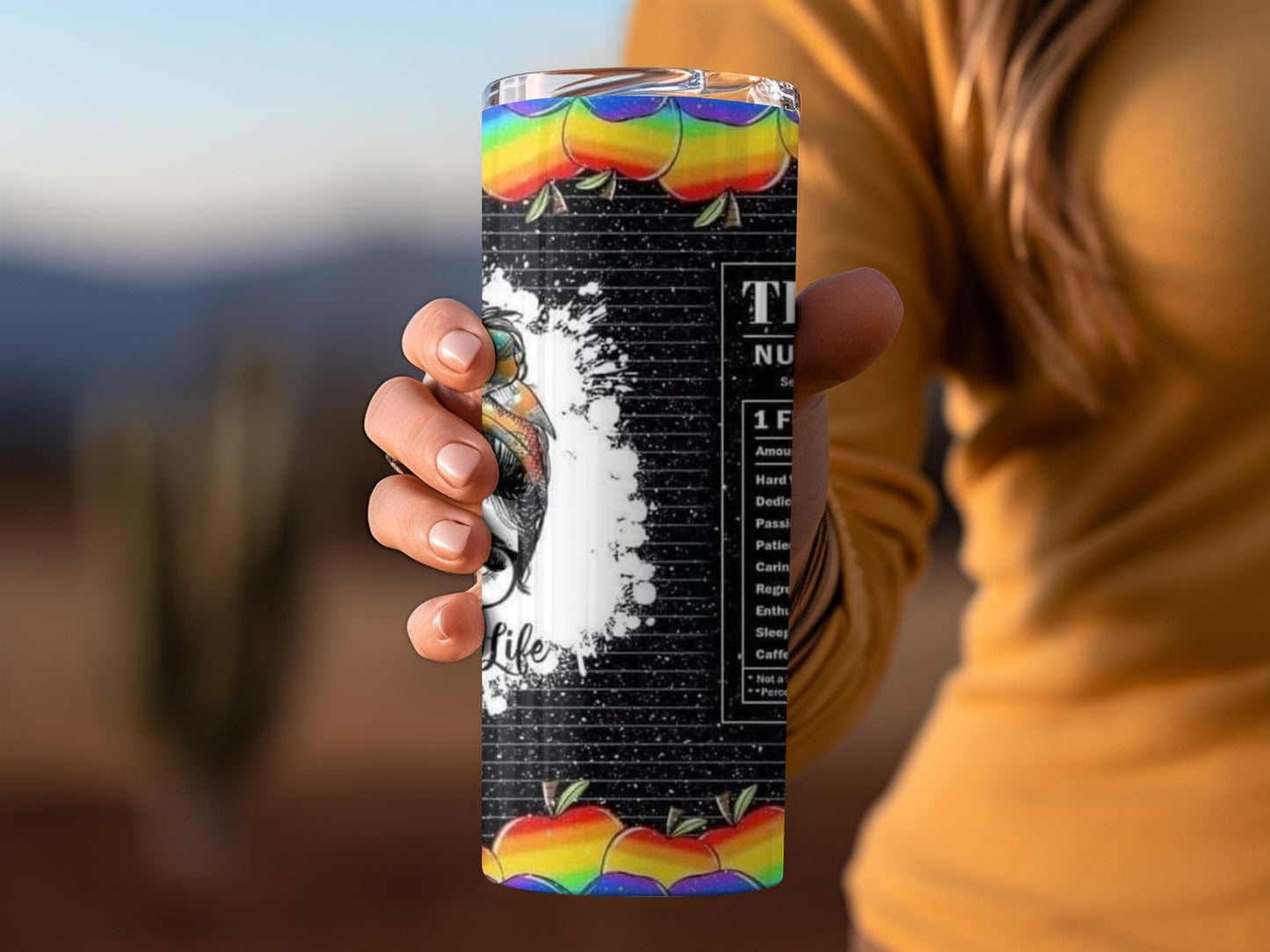 Teacher Nutrition Facts Rainbow Apples Tumblers
