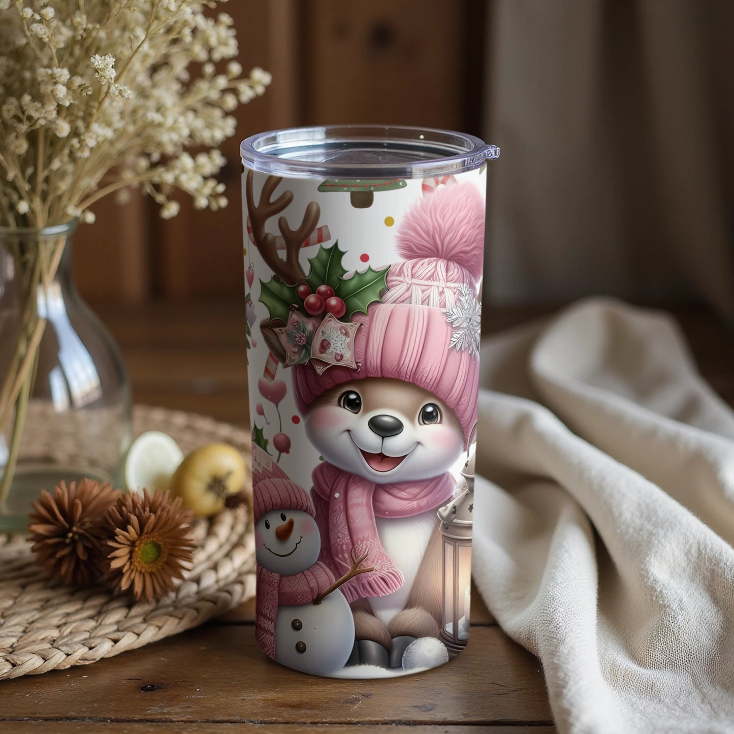 Cute Winter Themed Tumbler with Festive Design