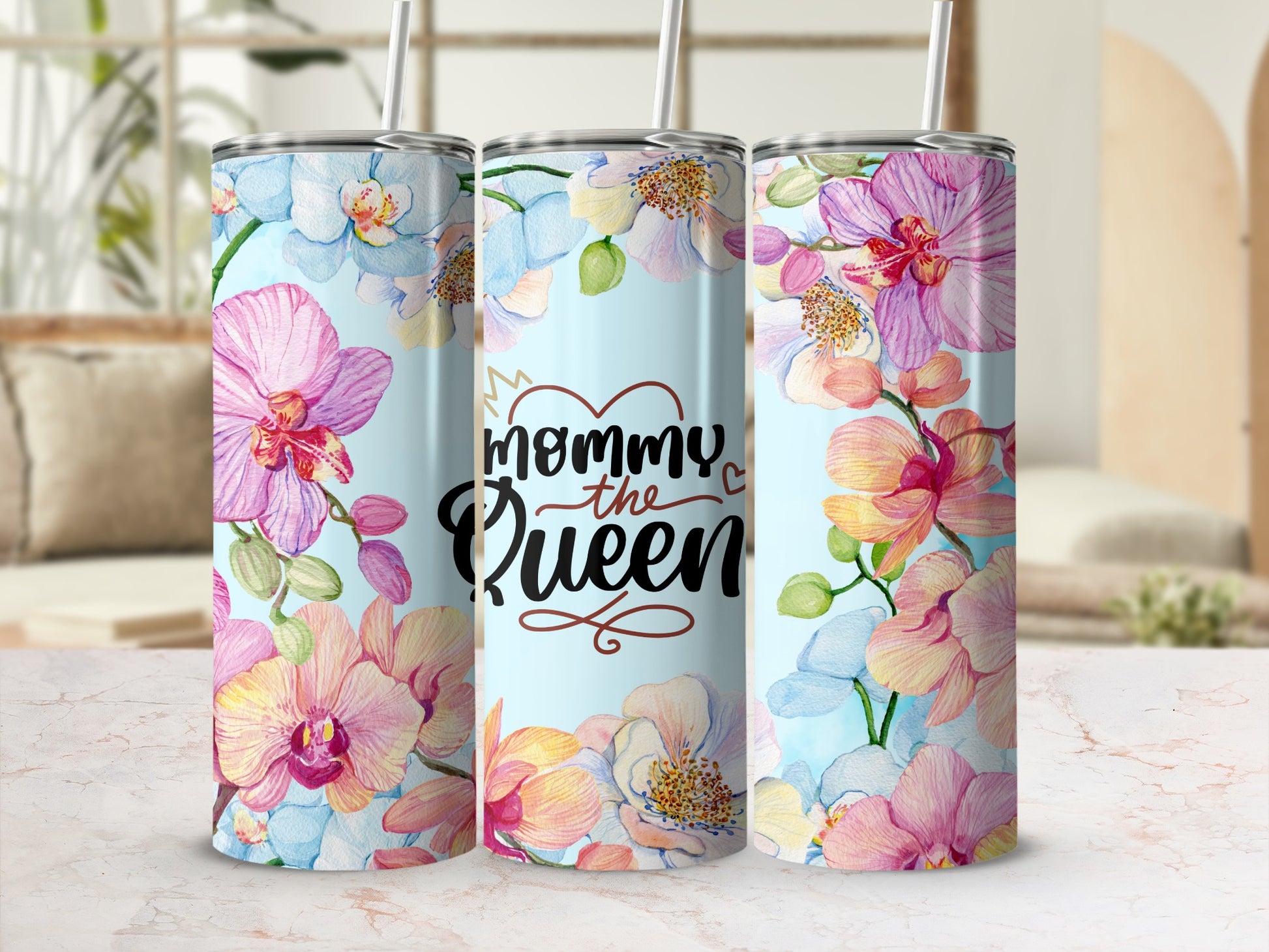 Mommy the Queen Floral Art Insulated Tumbler Product