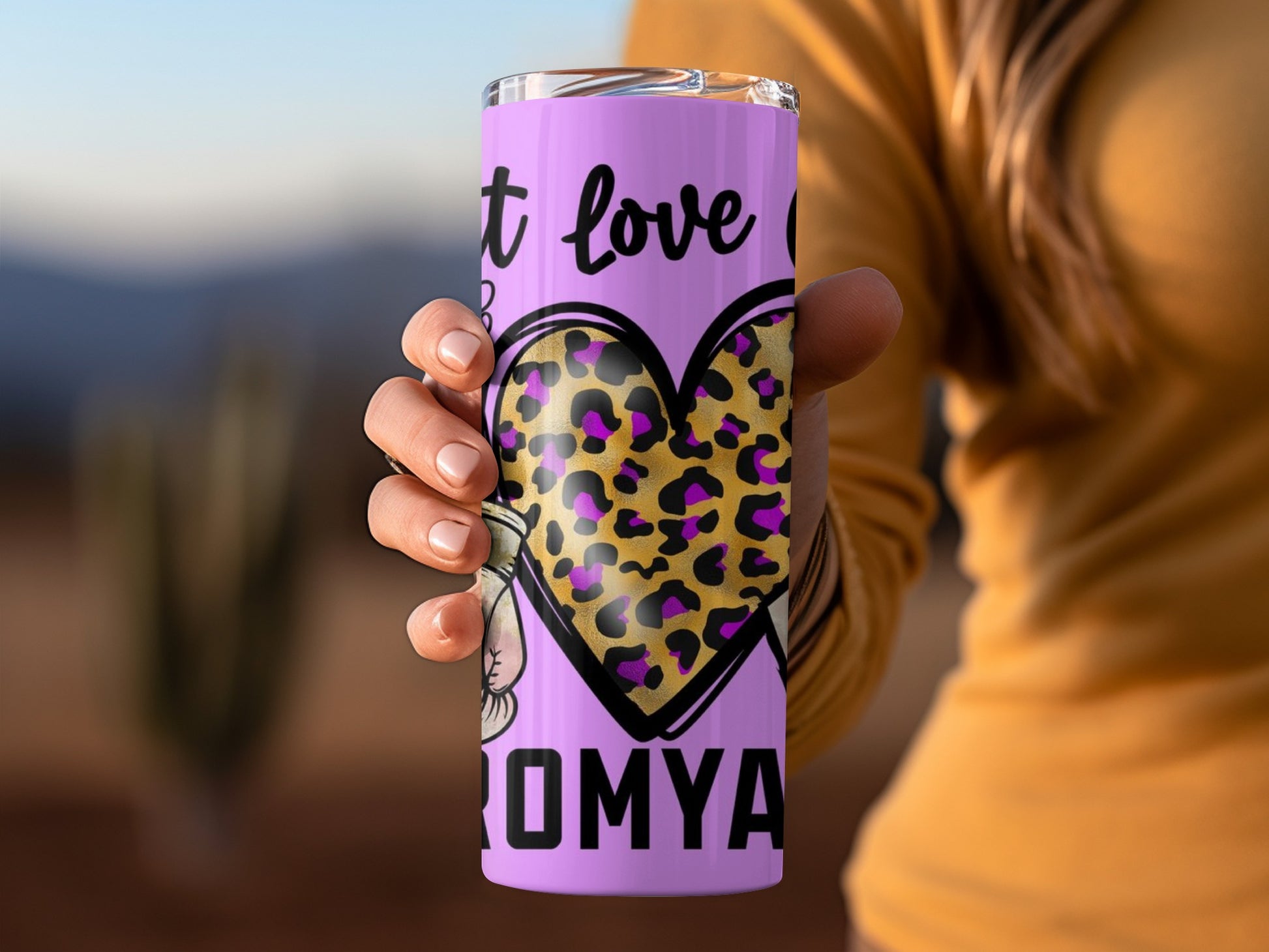 Just Love Leopard Heart Custom Name Tumbler