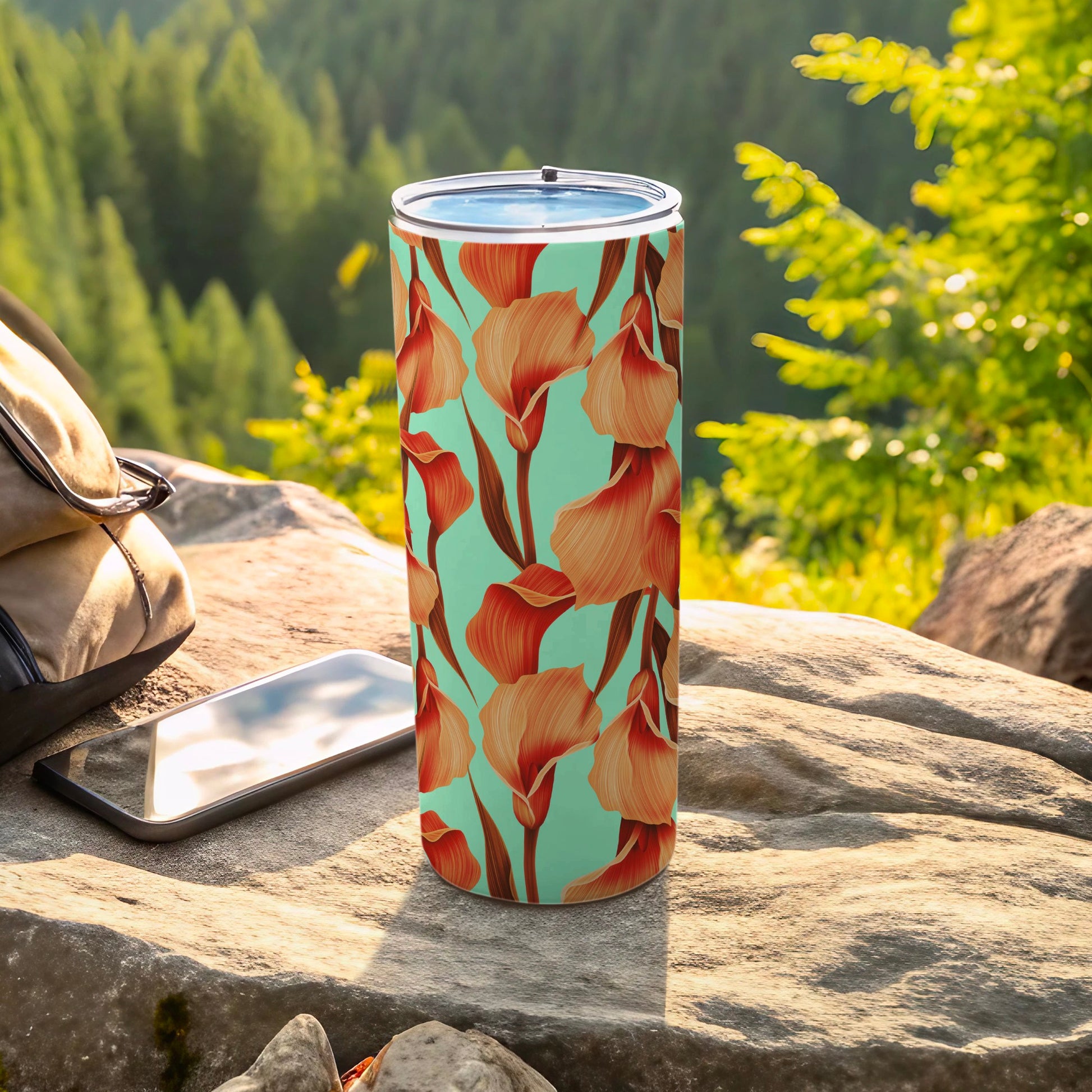 Floral Patterned Insulated Mug for Outdoor Adventures