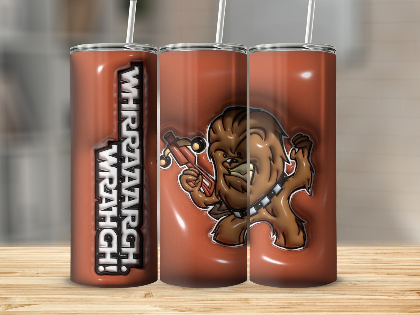 Brown Tumbler Featuring Cartoon Character Design