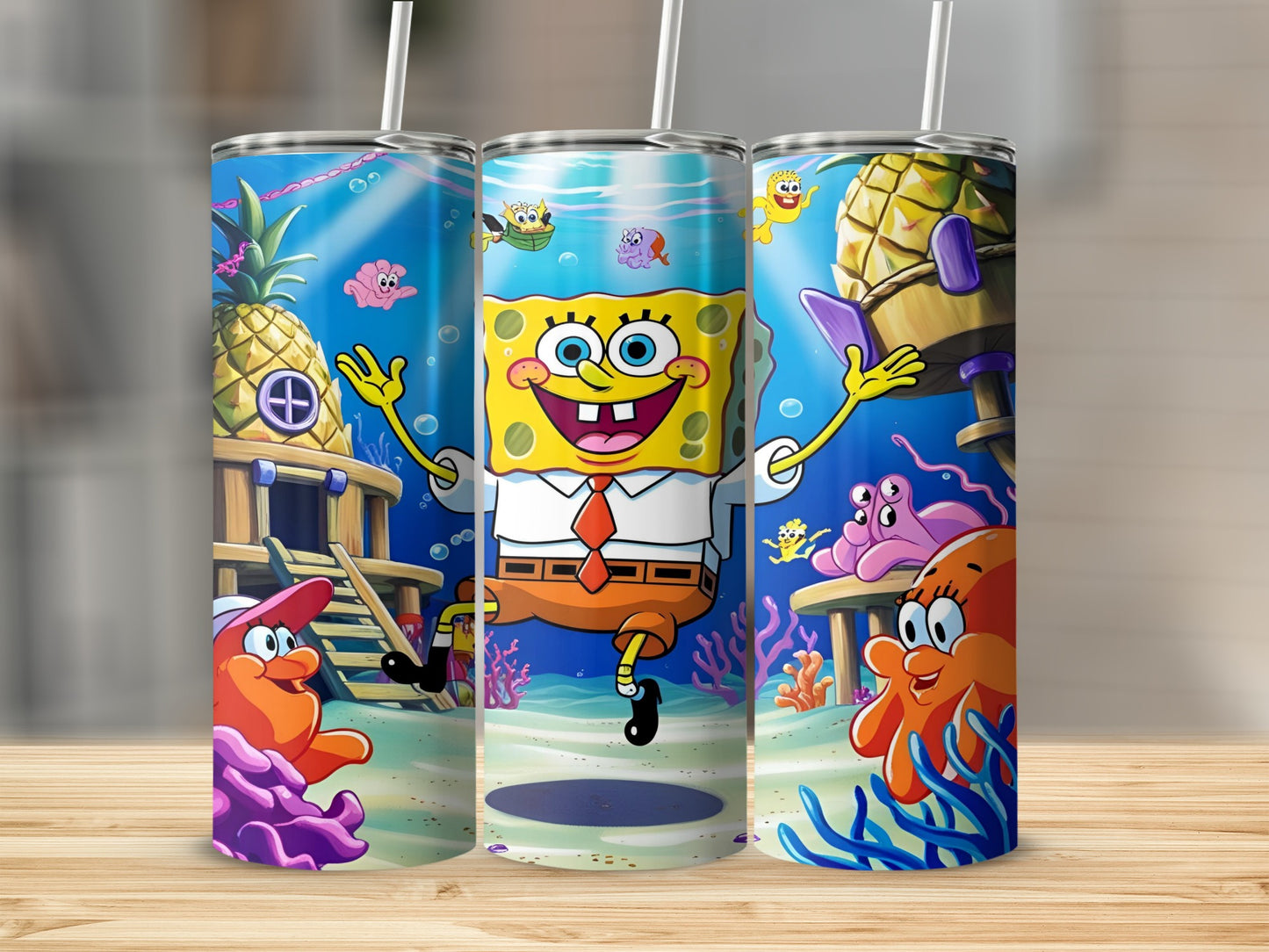 SpongeBob SquarePants with Patrick, Squidward, and Sandy in Bikini Bottom.