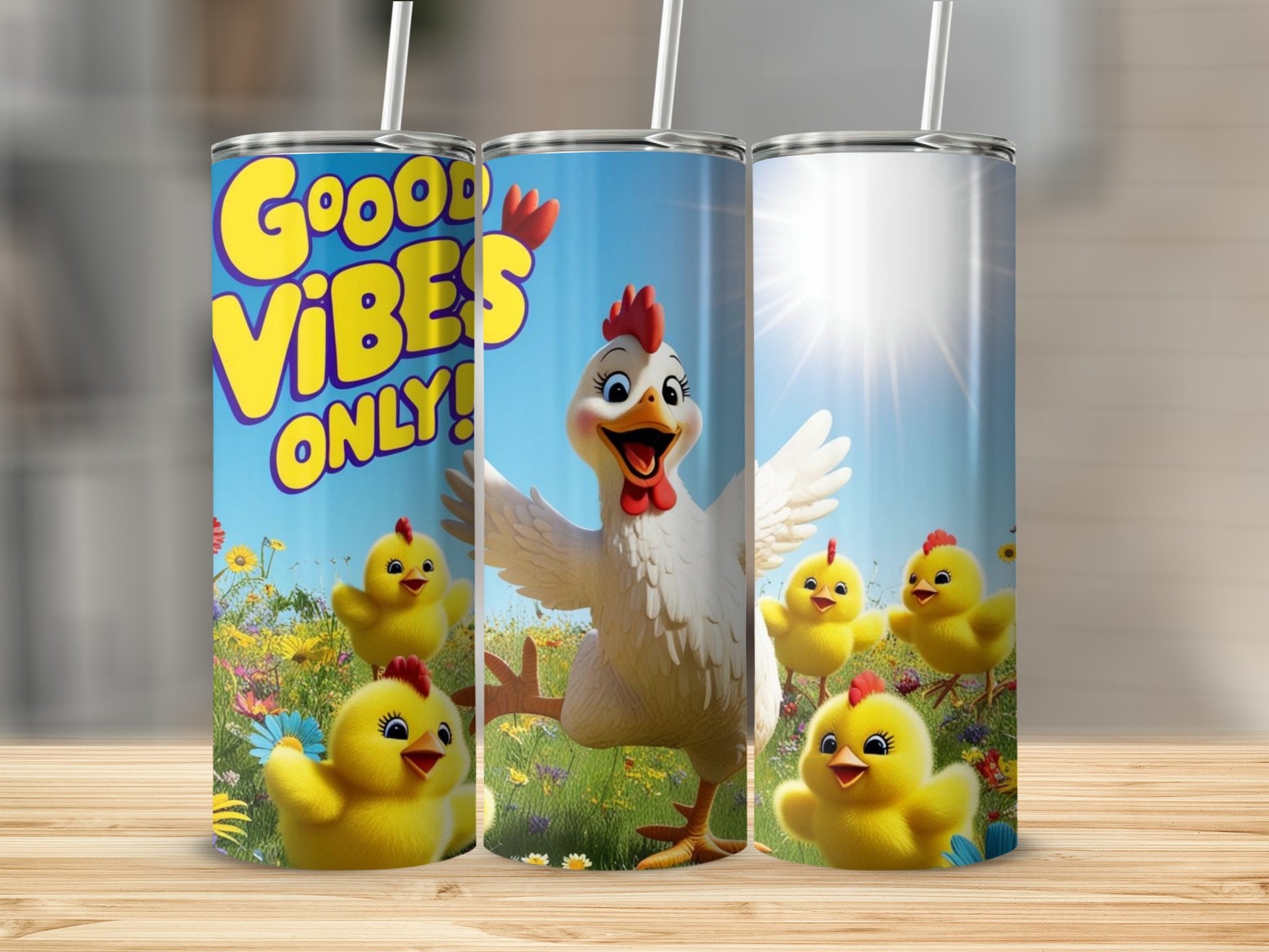 Good Vibes Only Chicken and Chicks Scene Tumbler