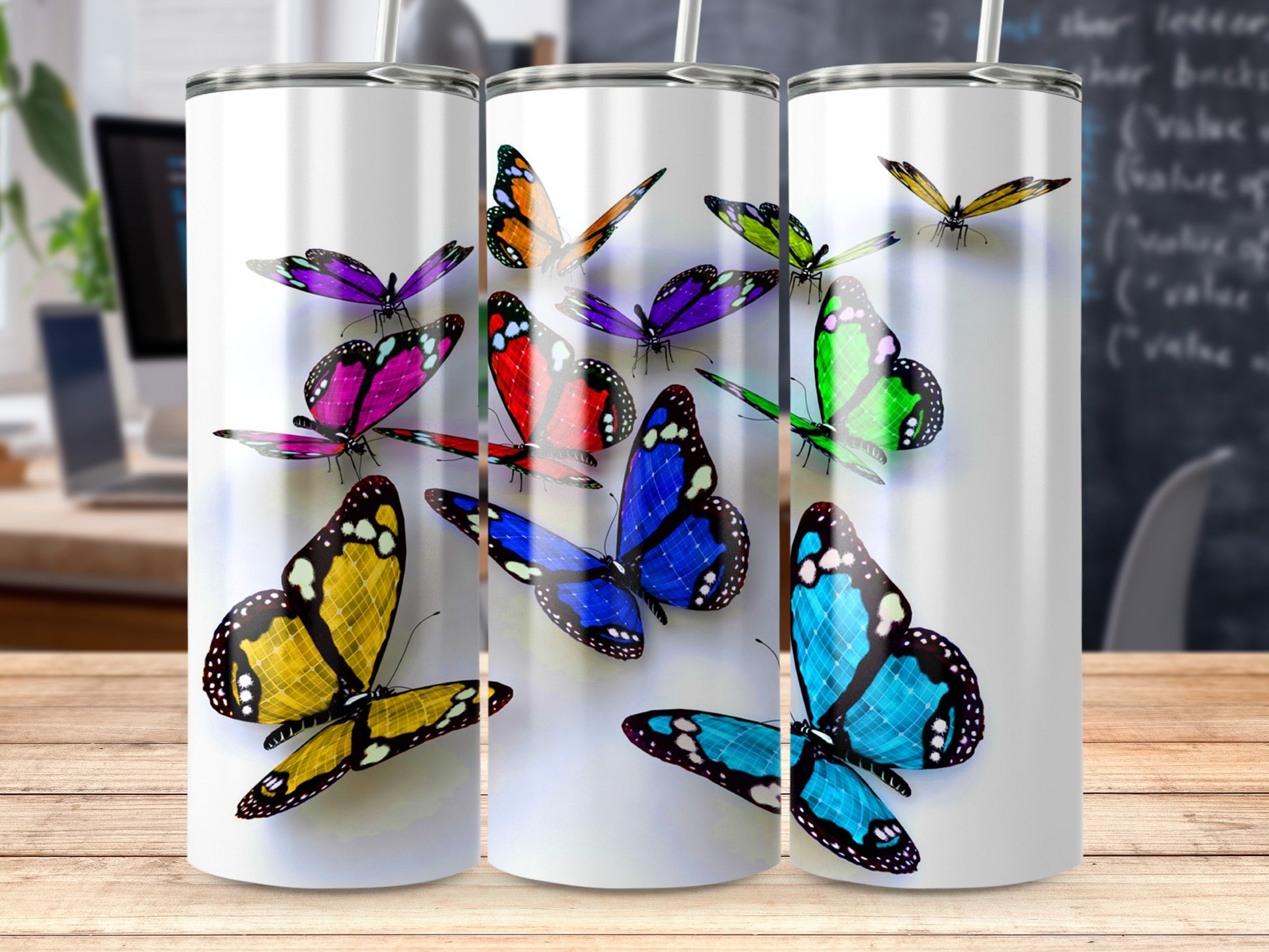 Vibrant Colorful Butterflies Flying Design Tumbler product type