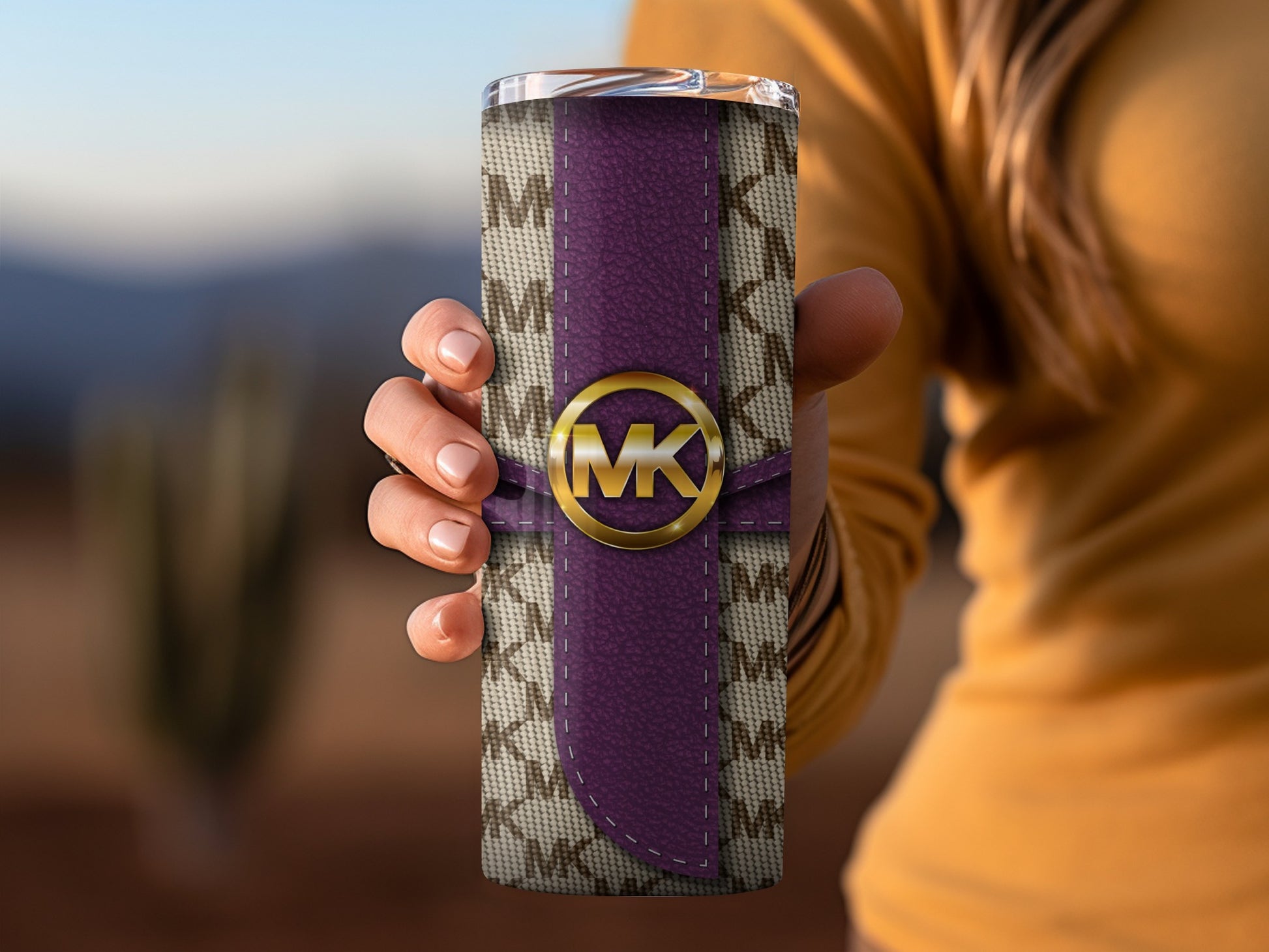 Stylish Purple and Beige Patterned Tumbler Safe
