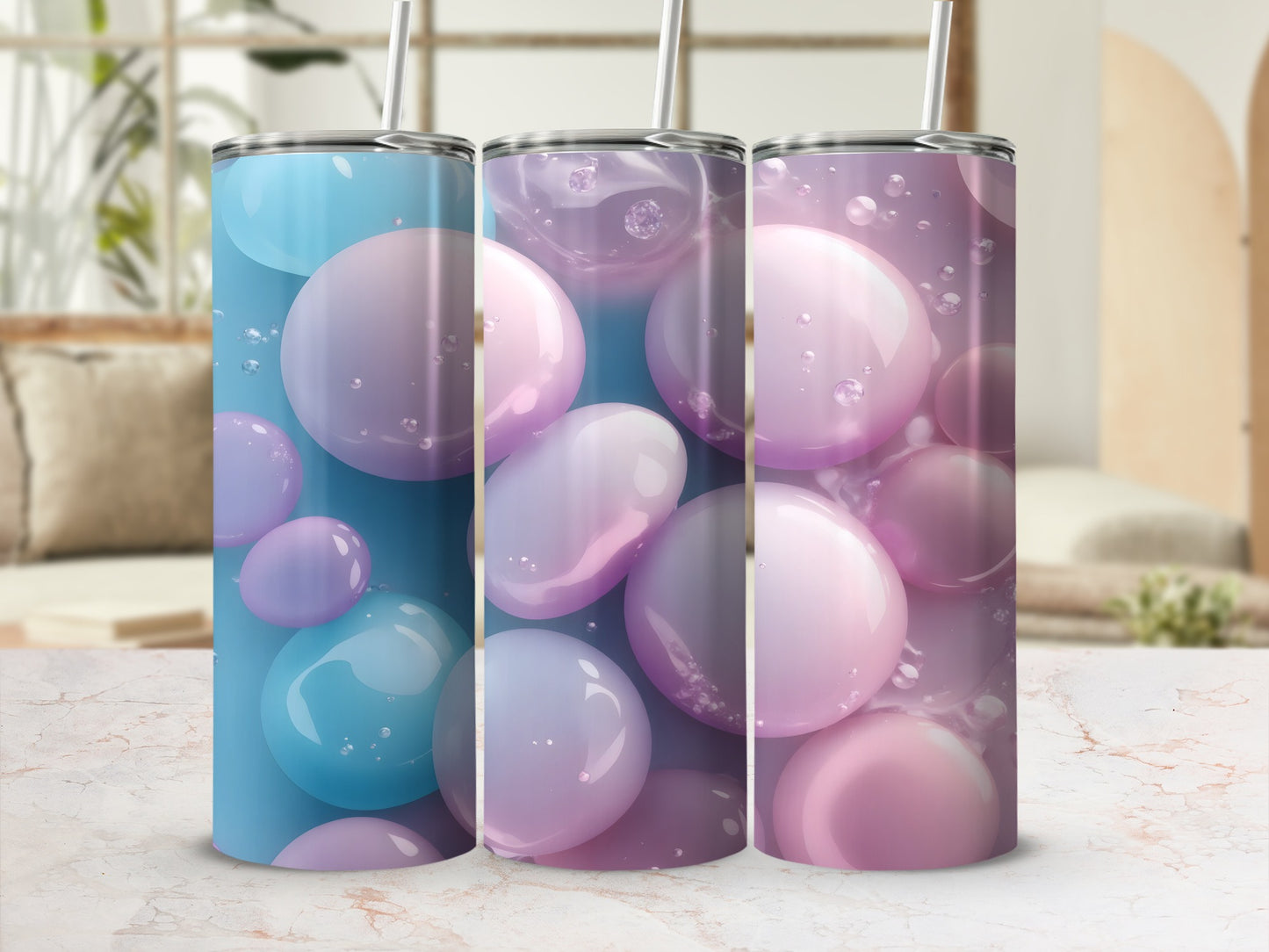 Gradient Blue Pink Purple Bubbles Tumbler product type