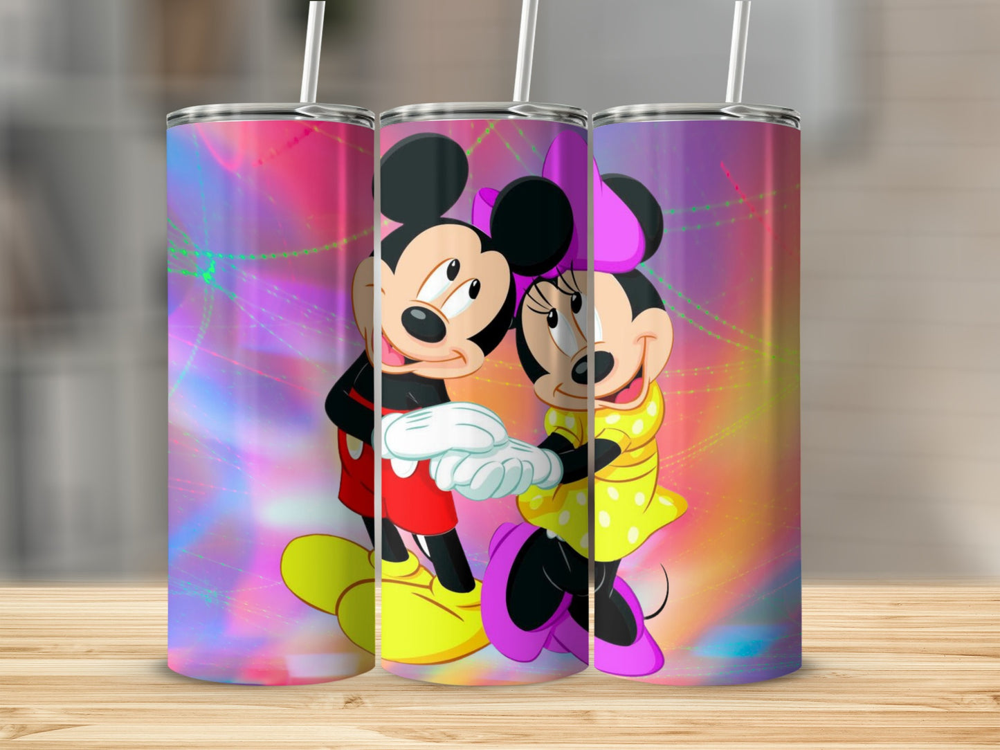Colorful Mickey and Minnie Mouse Tumbler Design