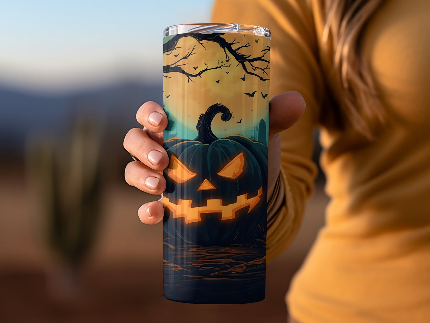 Halloween Pumpkin Design Tumbler for Festive Drinks