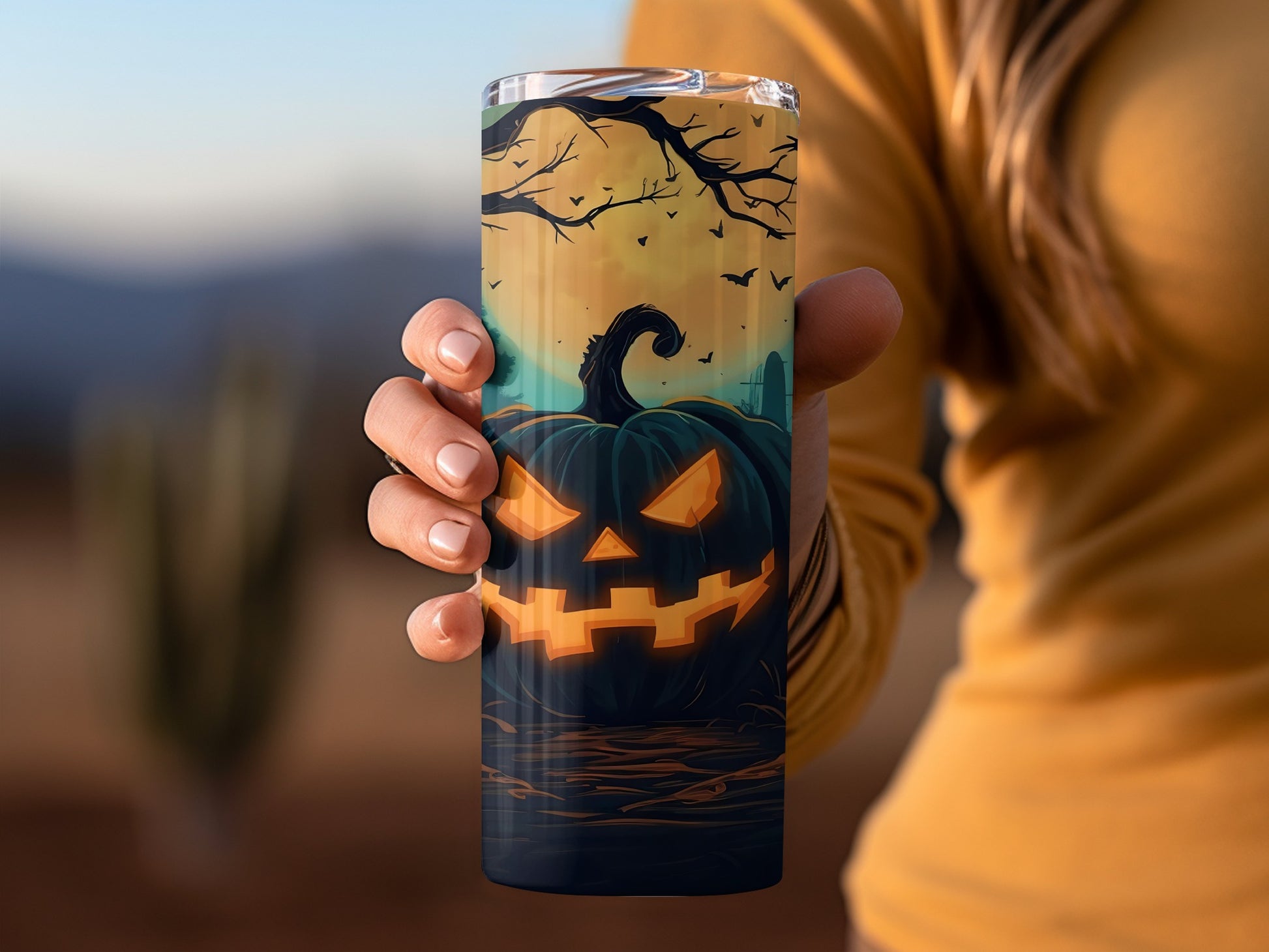 Halloween Pumpkin Design Tumbler for Festive Drinks