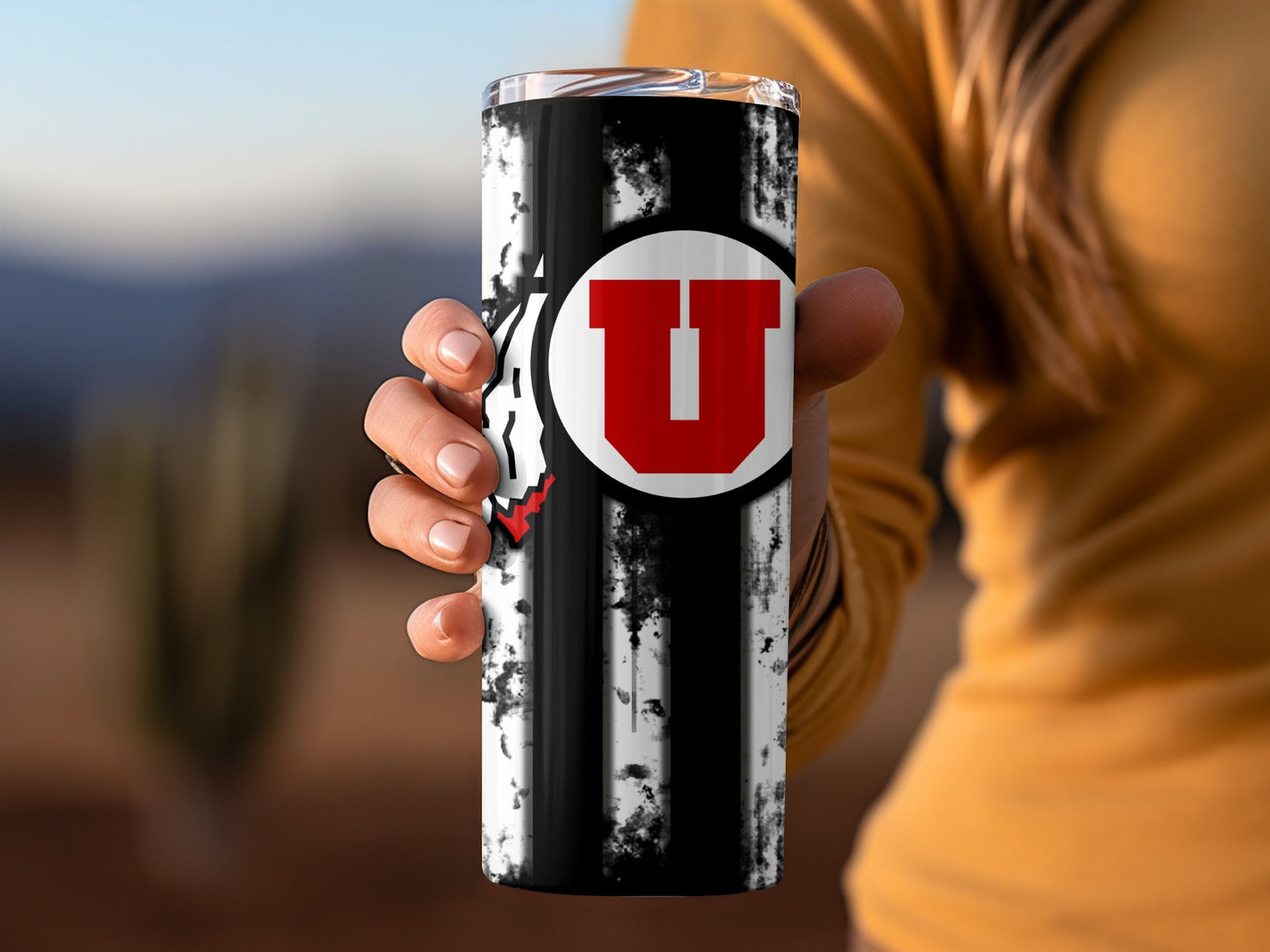 Distressed Red U Logo Travel Cup Tumbler