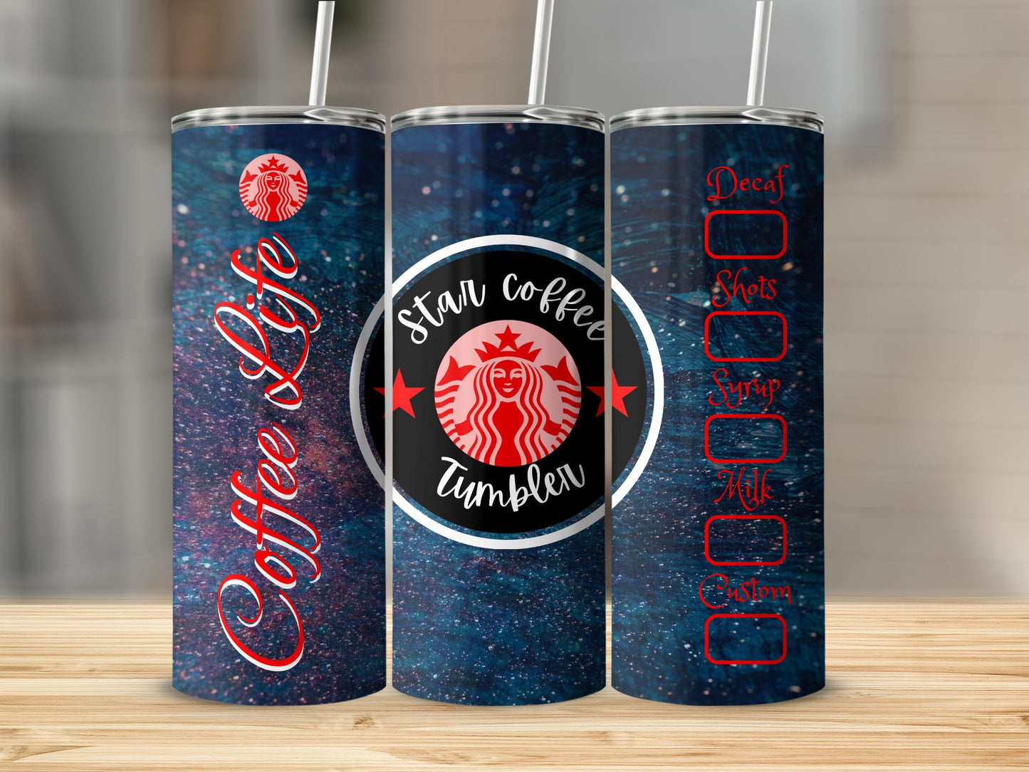 Custom Coffee Life Star Coffee Tumbler Cups